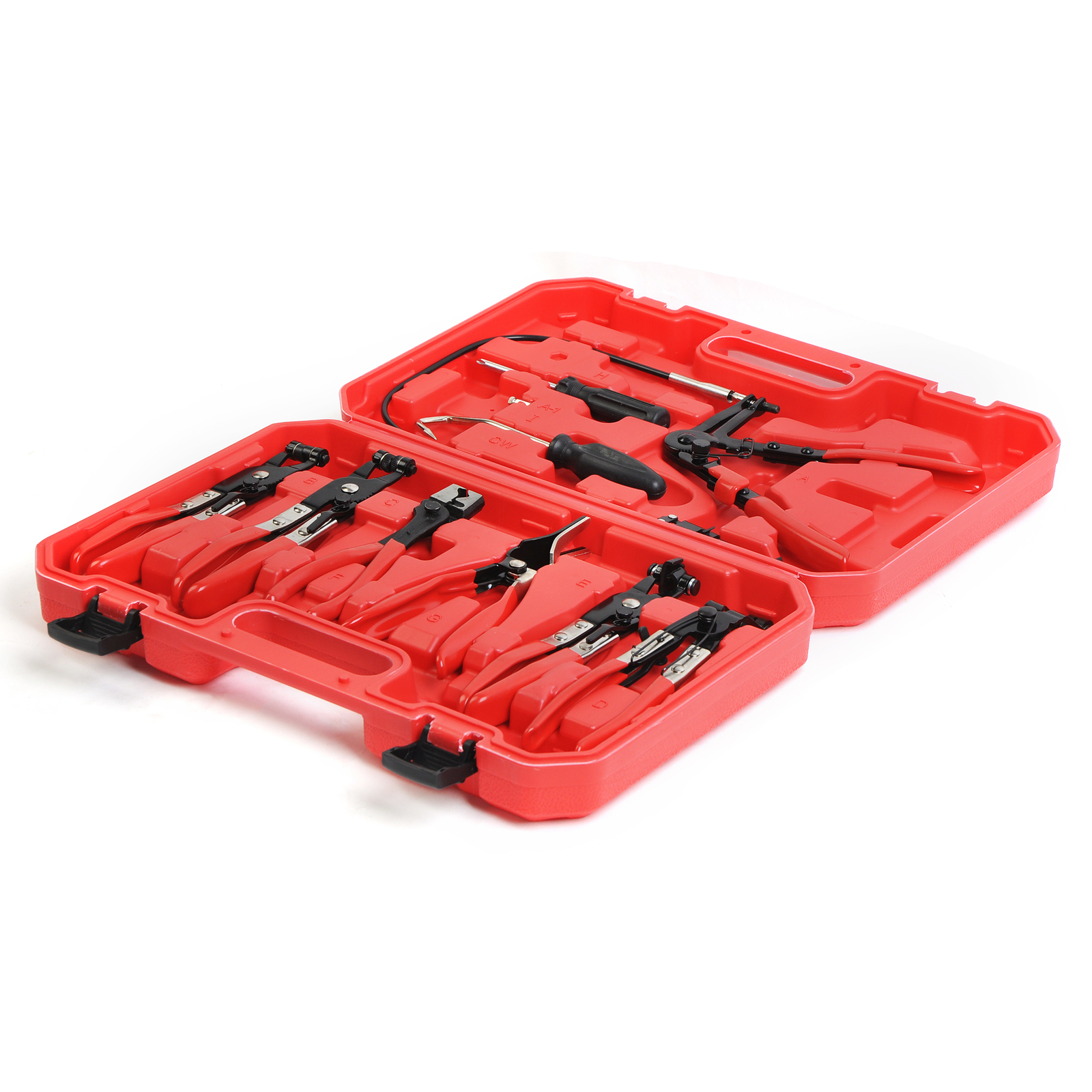 9pc Hose Clamp Pliers Kit Ratchet Pipe Removal Tools Swivel Jaw Flat Angled Band