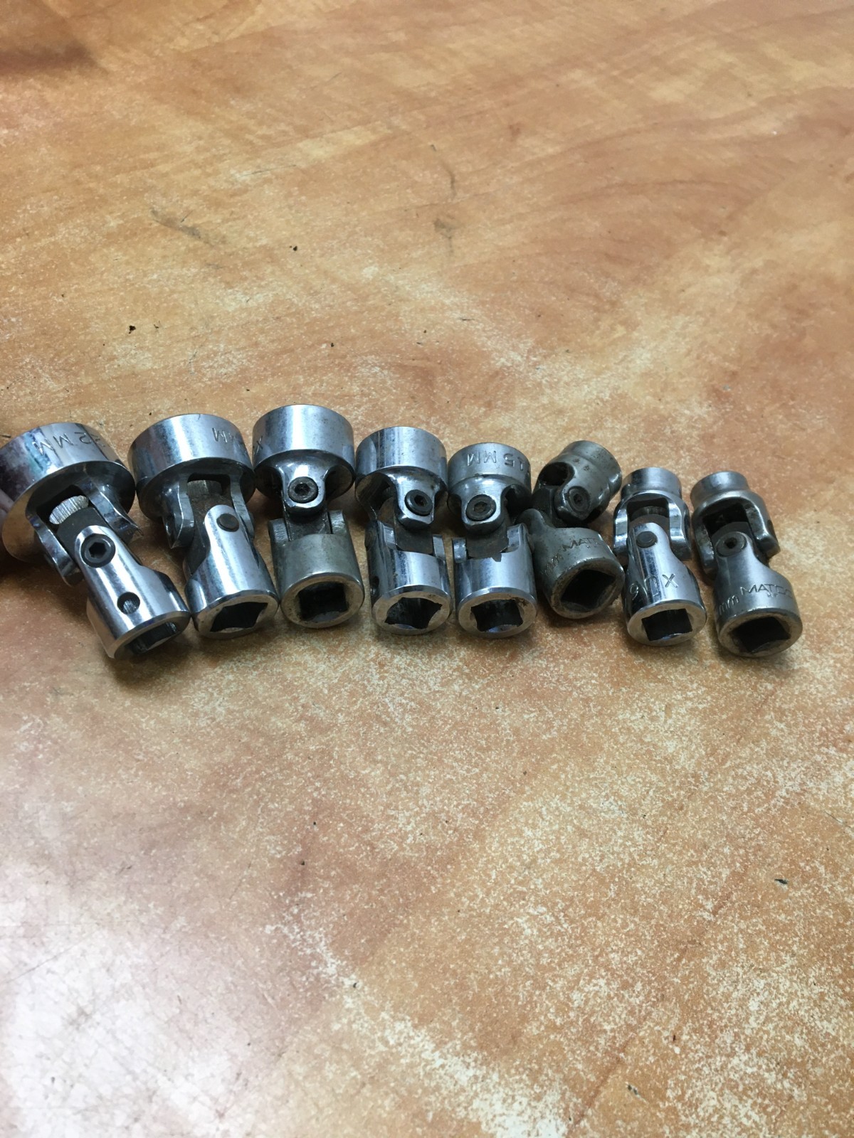 Mac USA & Matco 8pc Metric 3/8 Dr Swivel Universal Socket Set 10-12 15-17 19 22
