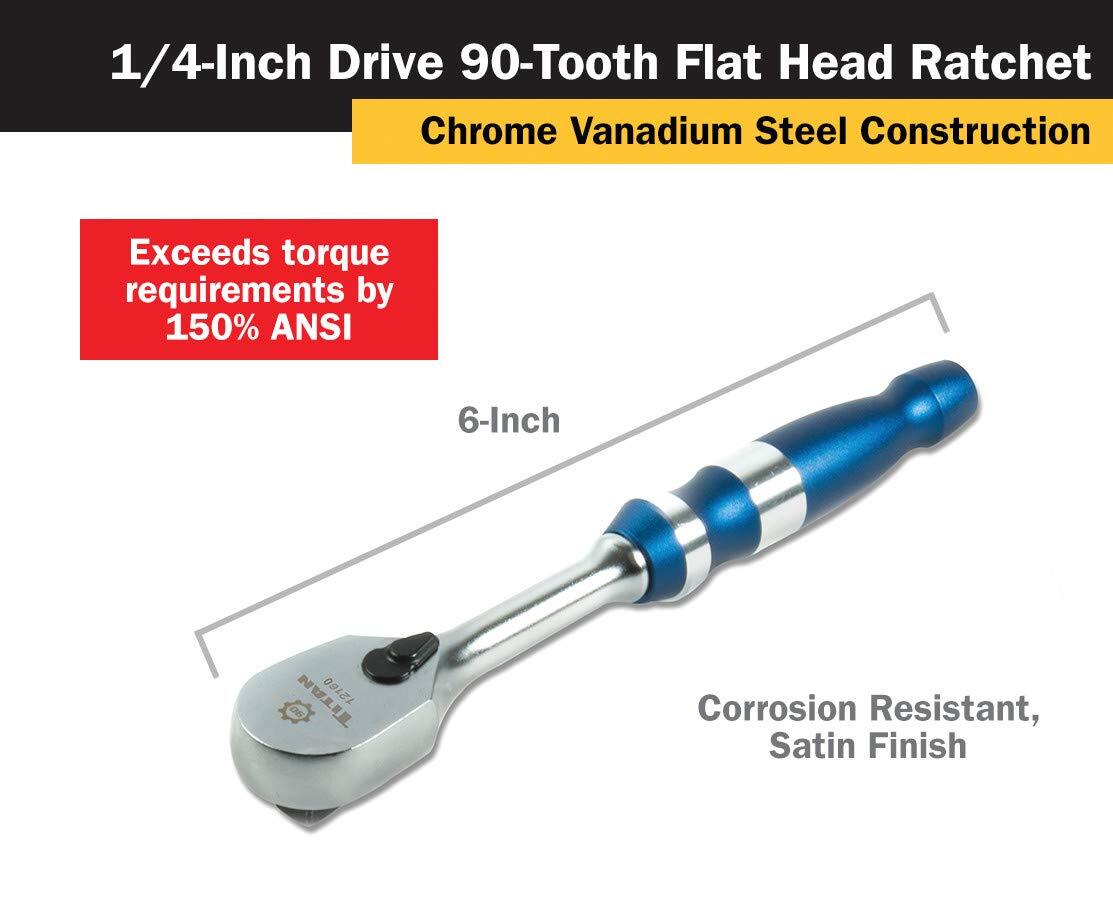 Titan Tools 1/4 in. Drive 6 in. 90 Tooth Ratchet (12160)