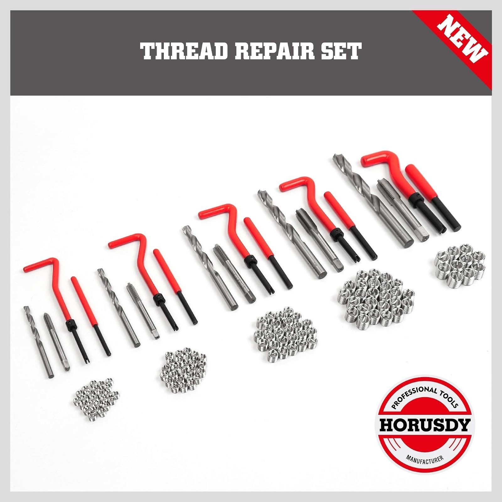Metric Helicoil Thread Repair Kit: 131-Piece Heli Coil HSS Drills Inserts Taps &