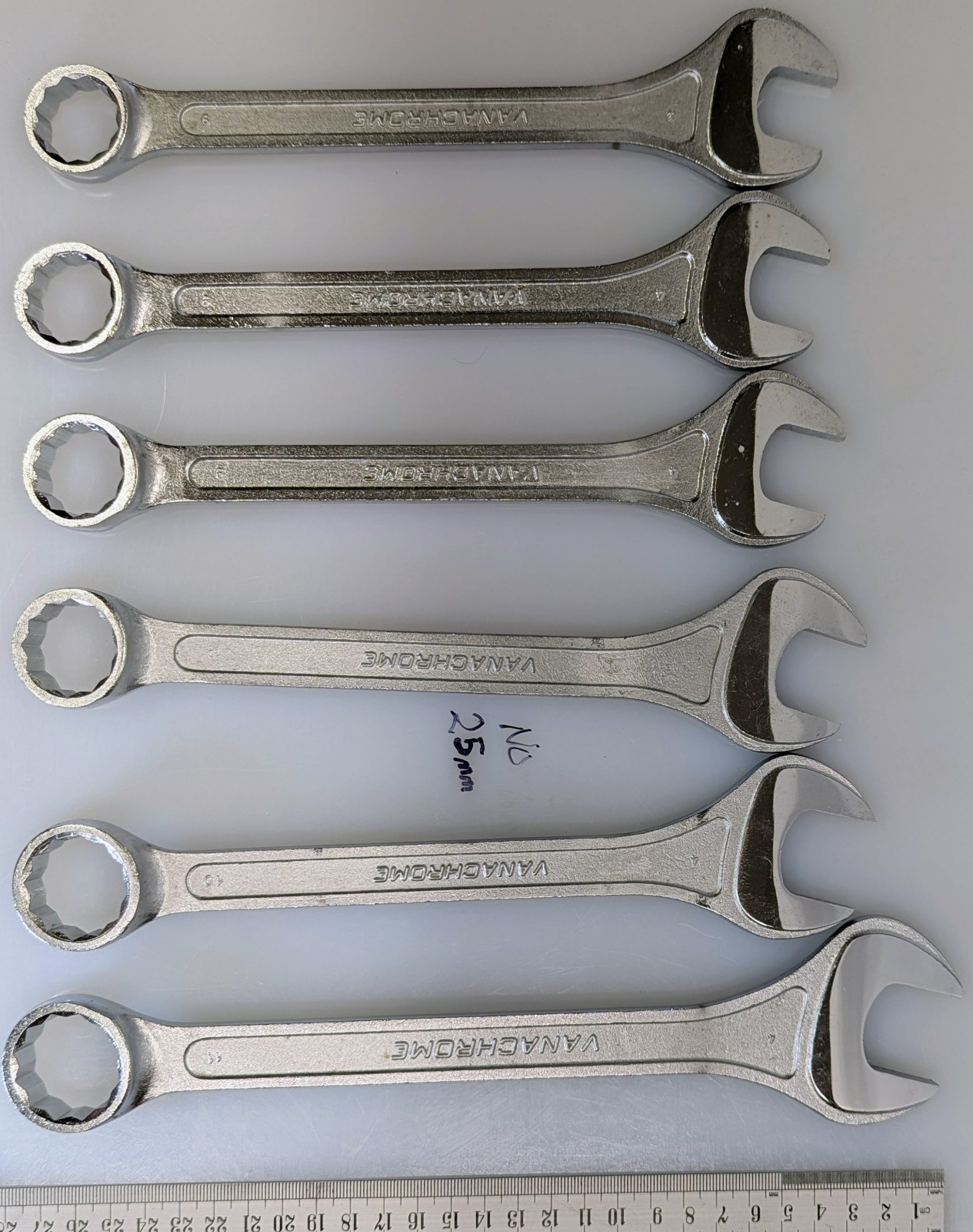 Six Facom France Combination Metric Wrenches sizes: 27, 26, 24, 23, 22, & 21mm