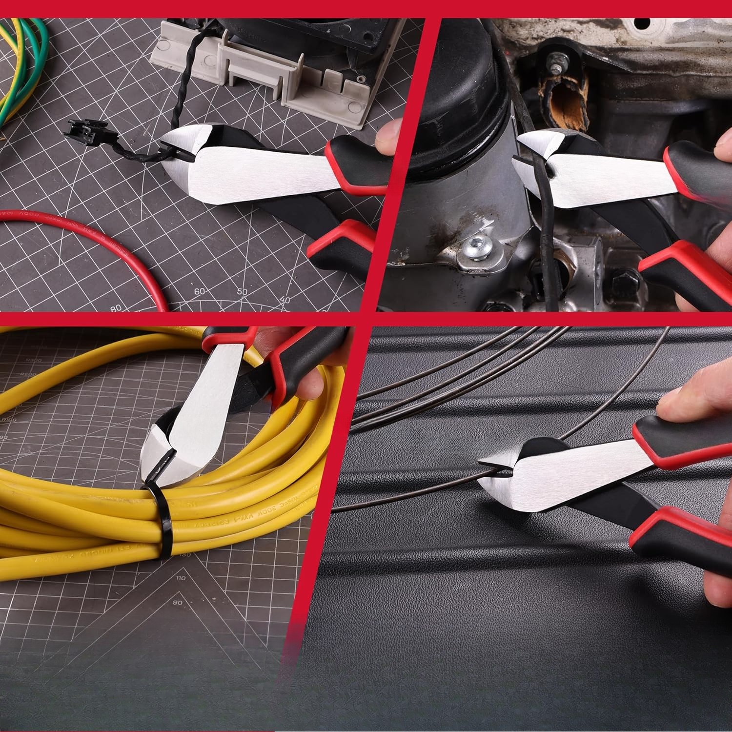 High Leverage Diagonal Pliers, 8-Inch Wire Cutter with Comfort TPR Handles