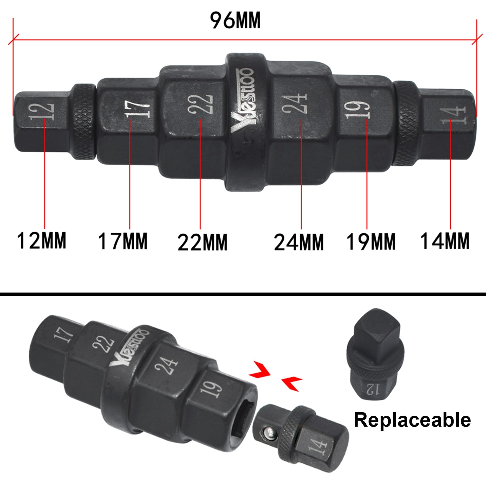 Hex Axle Tool for Motorcycle Front Axle Wheel, Allen Axle Spindle Socket Adapter