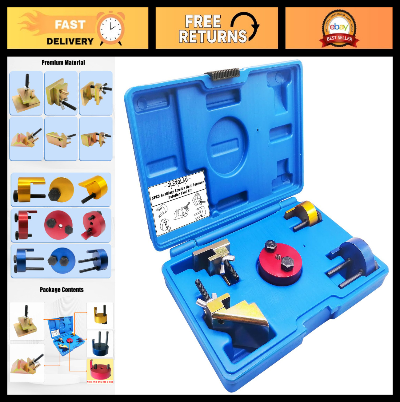 Universal Auxiliary Stretch Belt Removal Tool Set for BMW, Ford, Mercedes, VW, A