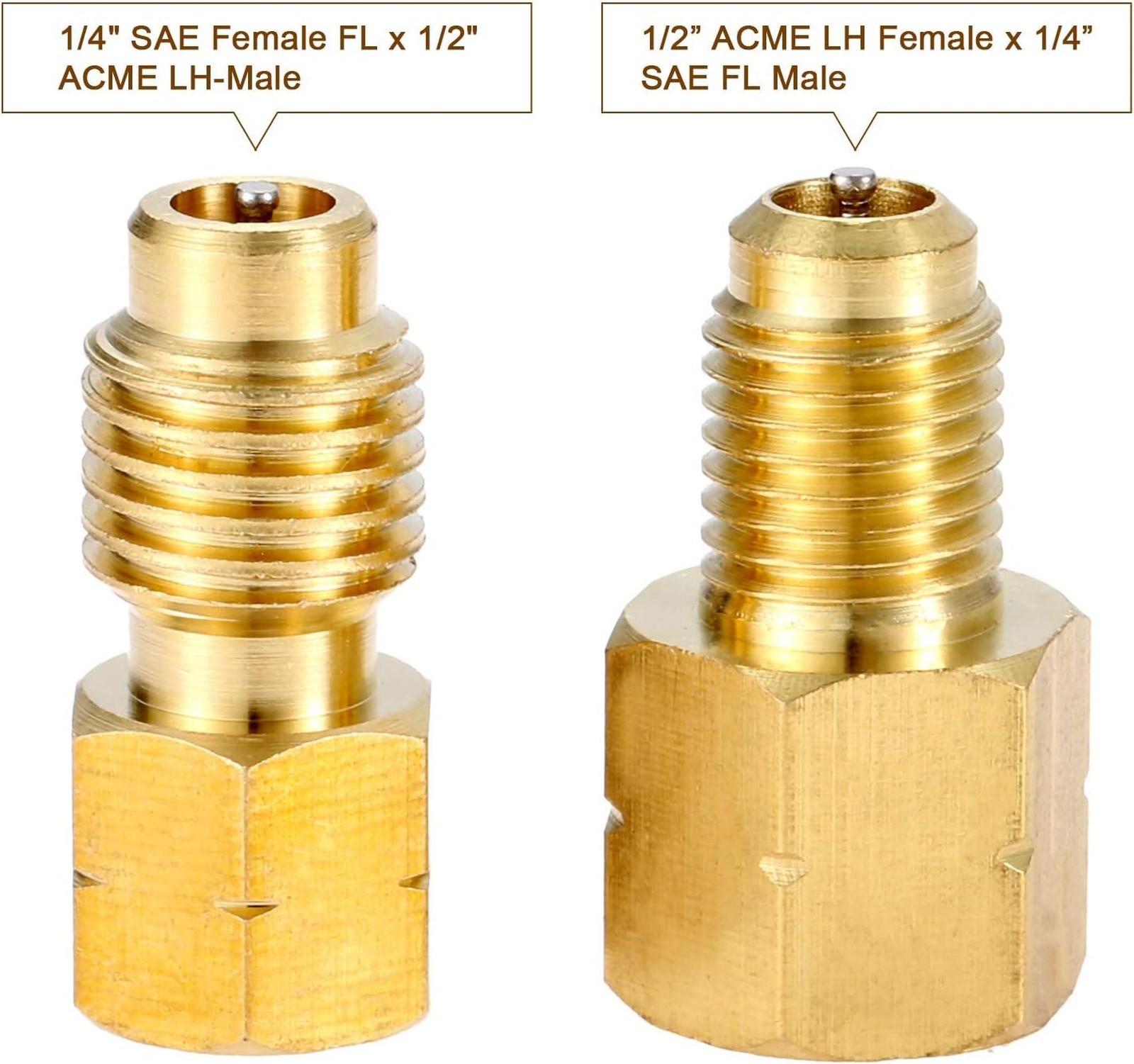 R1234yf Adapter with Valve Core Brass Conversion Kit 1/4 Inch SAE Female FL to