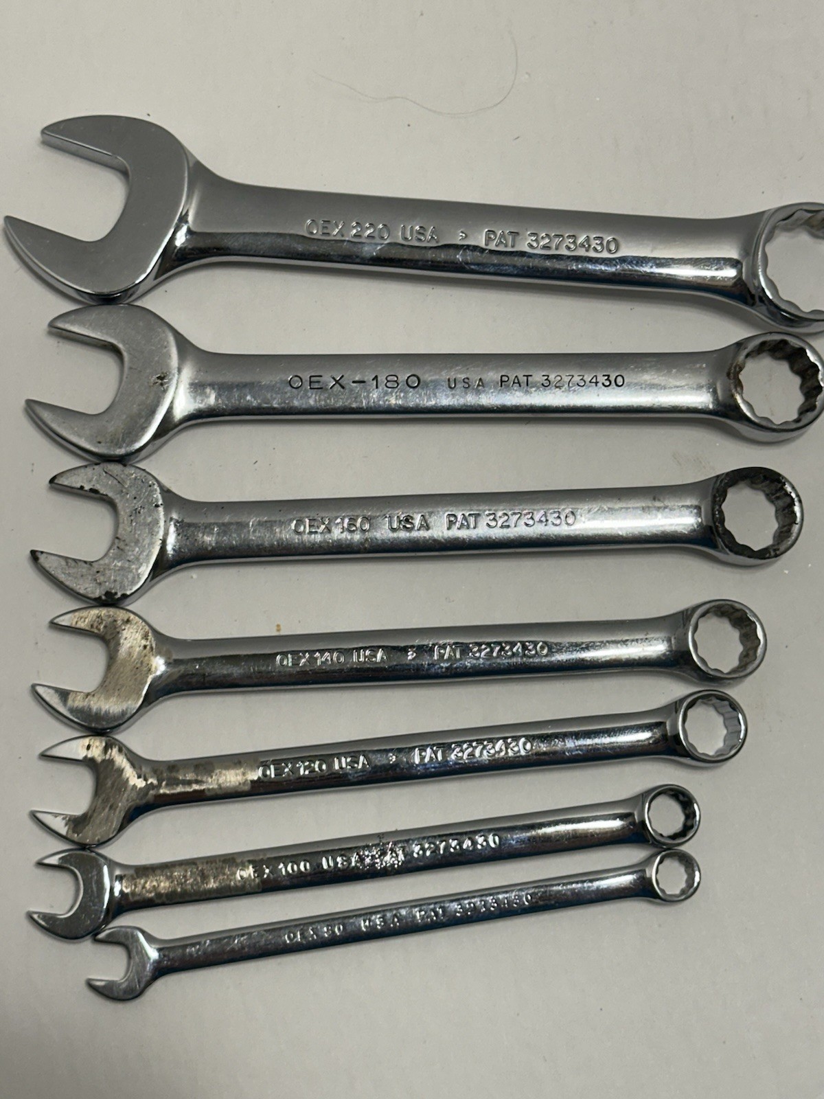 Lot of 7 Snap-On Open End/Box End Wrenches OEX Standard 12 point