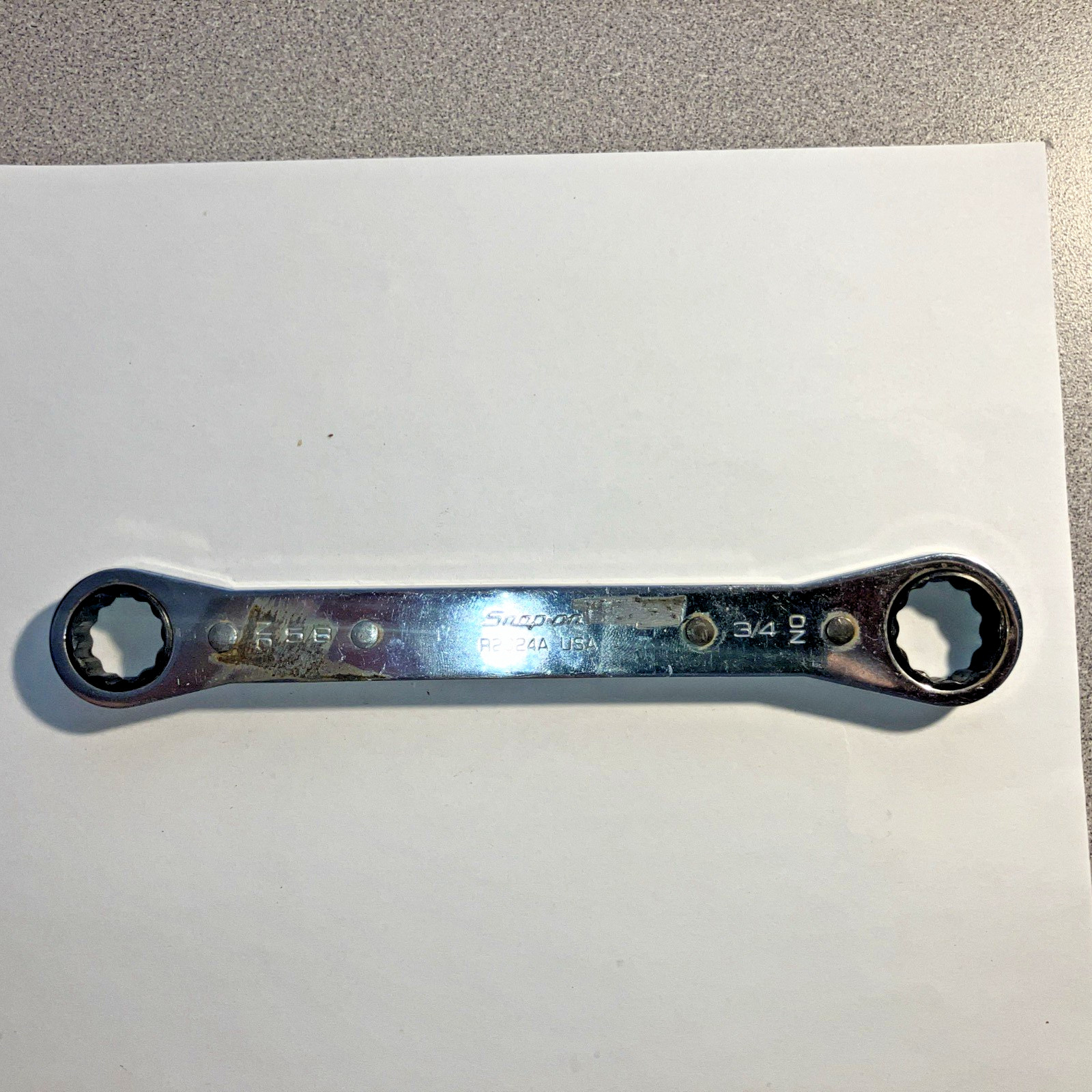 Snap-o Tools R2024A 5/8″ X 3/4″ Flat 12 Pointt Ratcheting Box End Wrench USA