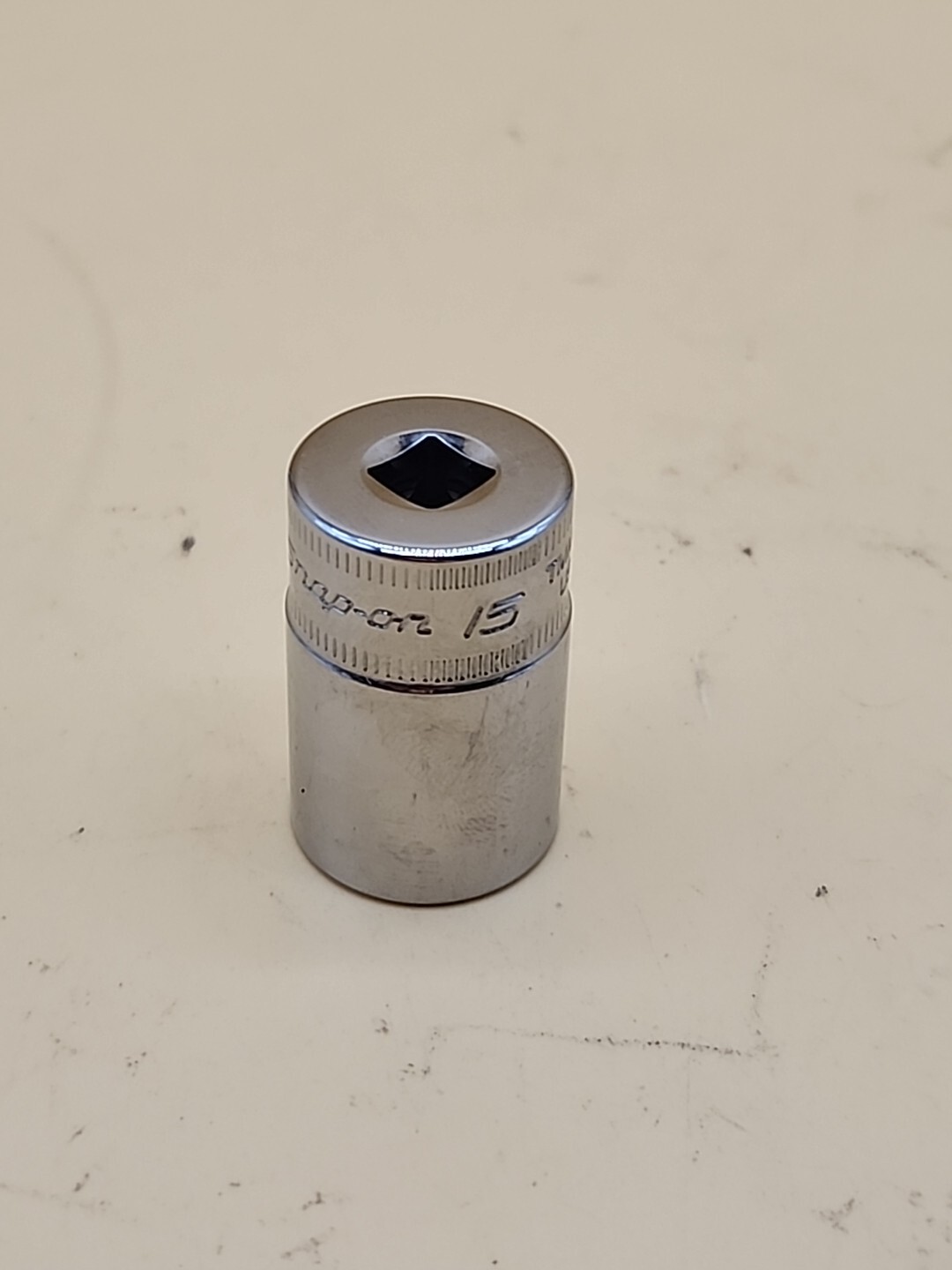 Snap-on Tools 1/4″ Drive 15mm Metric Semi Deep 6PT Chrome Socket TMMS15 USA