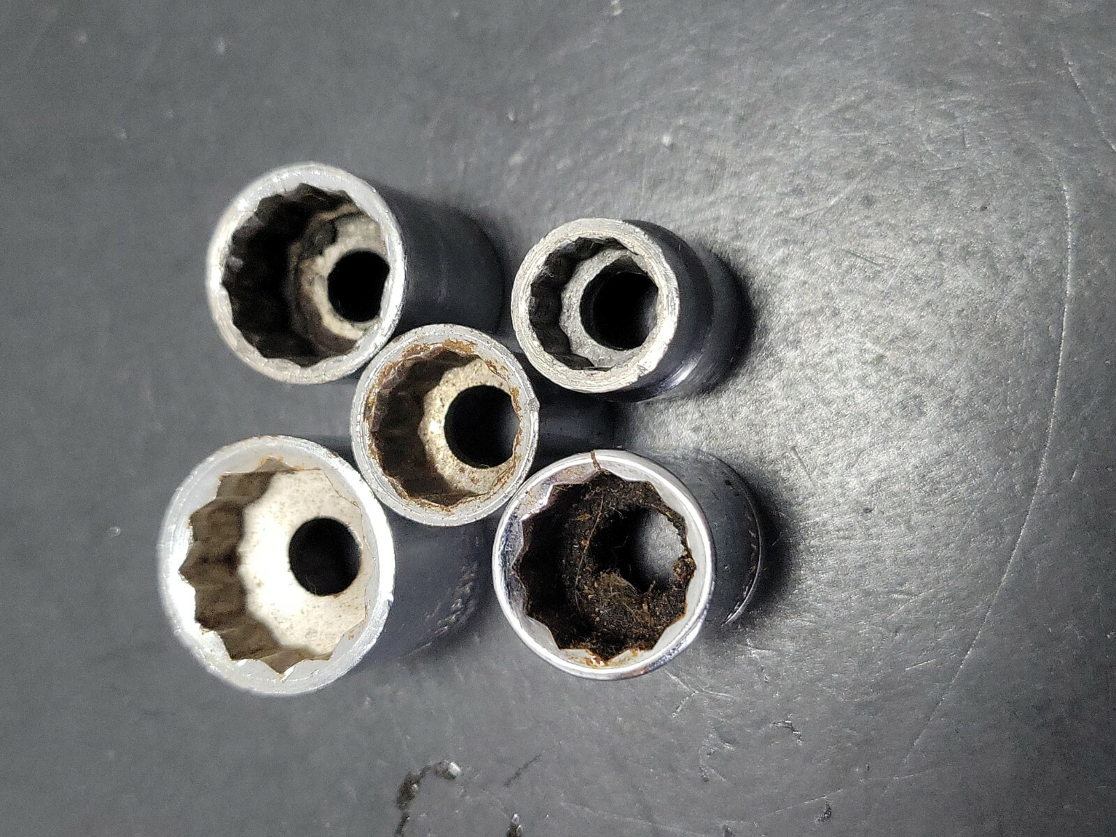 Lot of 5 Shallow Sockets 10mm 12mm 14mm 17mm Metric 3/8″ Drive 12 Point