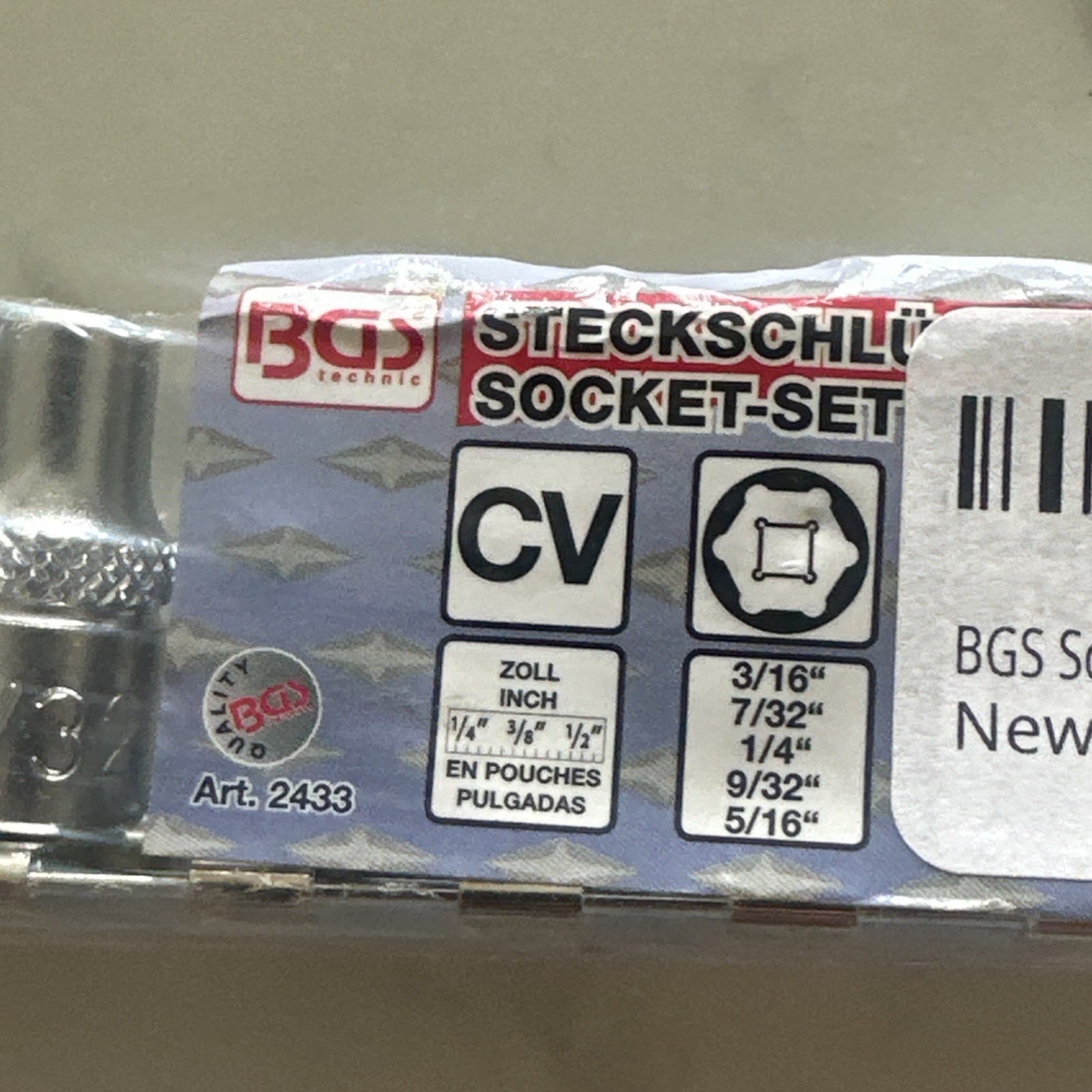 BGS 1/4” Drive 11 Piece Socket Set SAE 3/16″ To 1/2” Inch 6 Point – 2433 New