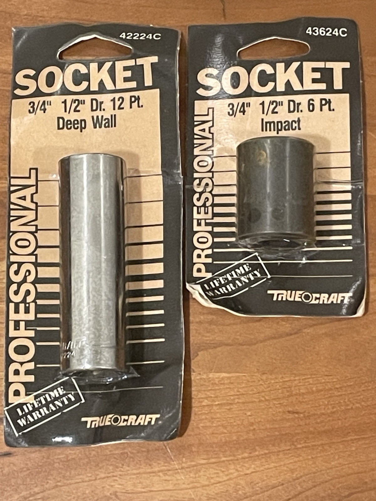 3/4” 1/2” 6 Pt impact socket 43624C 3/4” 1/2” 12pt deep wall socket 42224C
