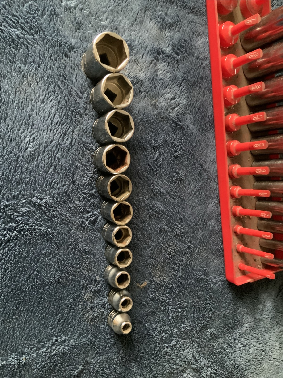 Snap On 3/8” Drive Deep And Shallow Socket Set, Sae, 6pt…..see Pics For Sizes….
