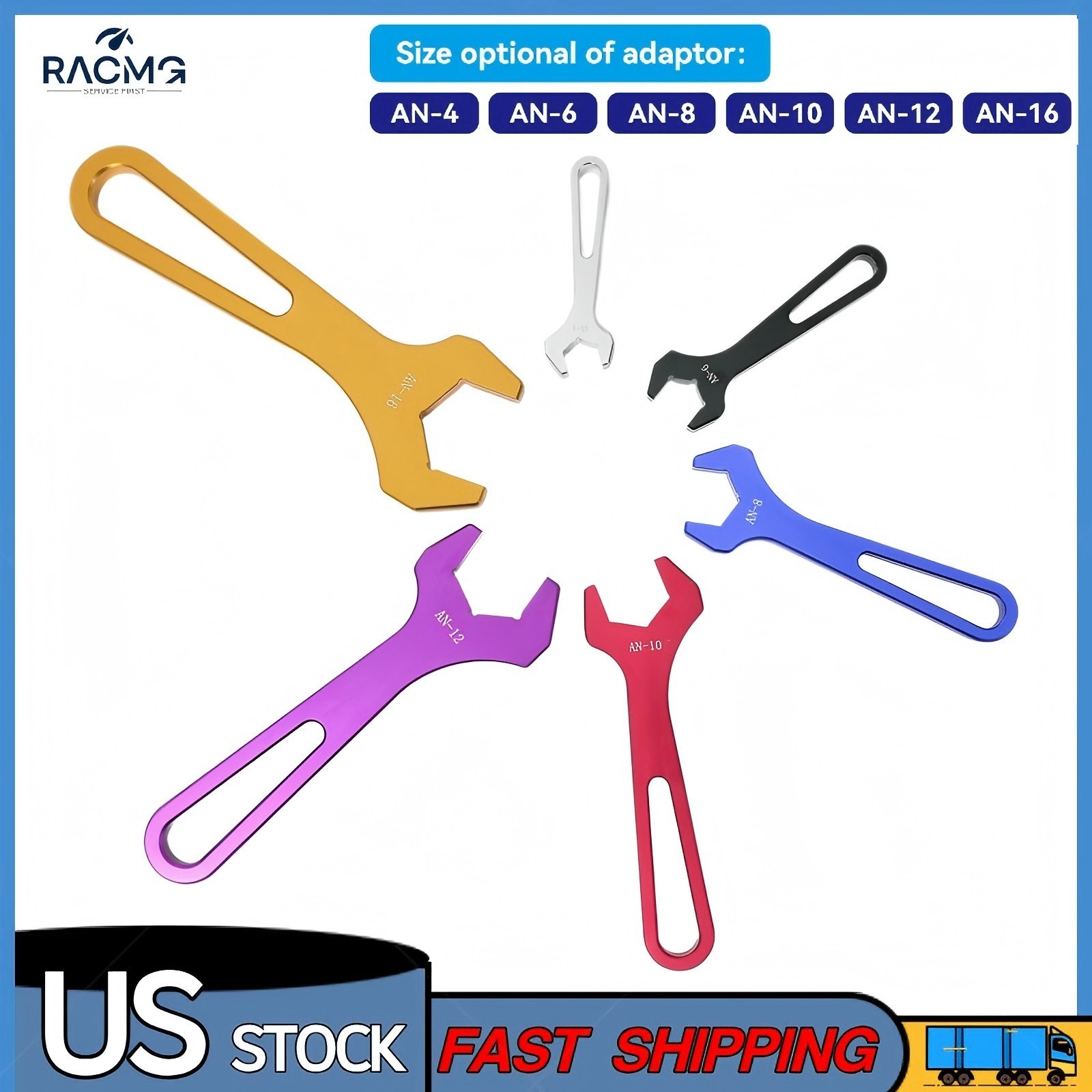 6 PC Aluminum Spanner Hose End AN Fitting Wrench Set AN4 AN6 AN8 AN10 AN12 AN16