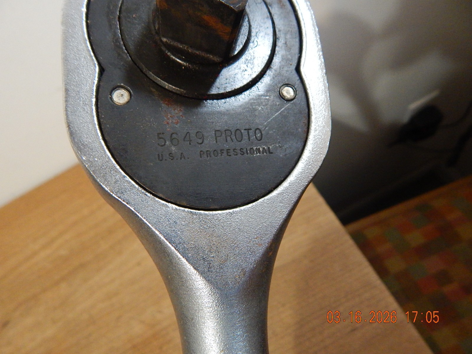 Vtg PROTO 3/4″dr Ratchet Used Straight Handle – pn 5649 -USA