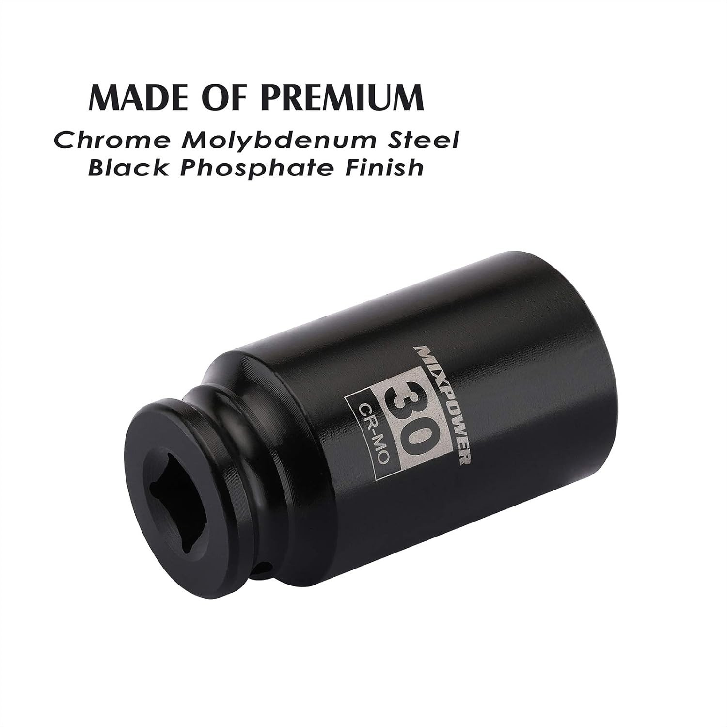 1/2″ Drive Deep Impact Socket, CR-MO, 30mm, METRIC, 6 Point, Axle Nut Impact ..