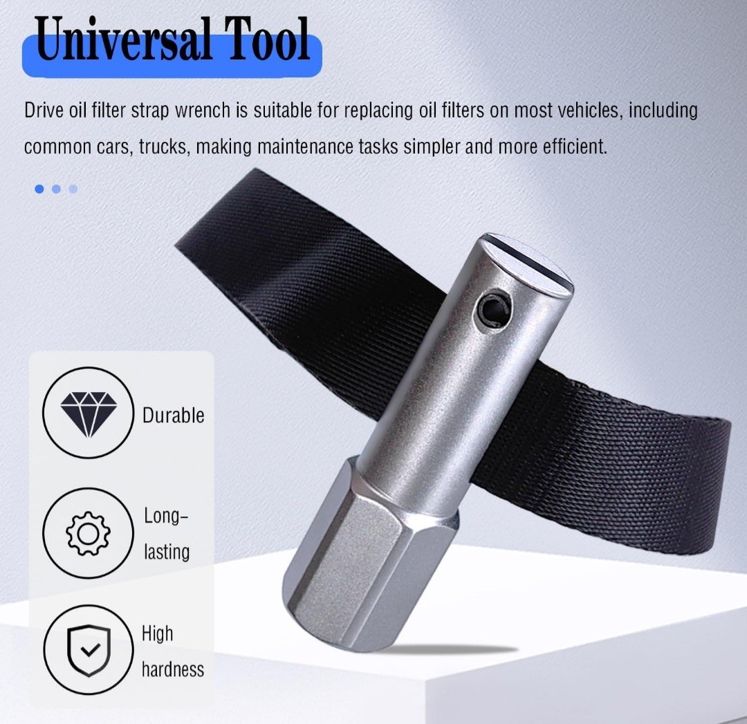 1/2″ Drive Oil Filter Strap Wrench, Oil Filter Strap Type Wrench Remover Comp…