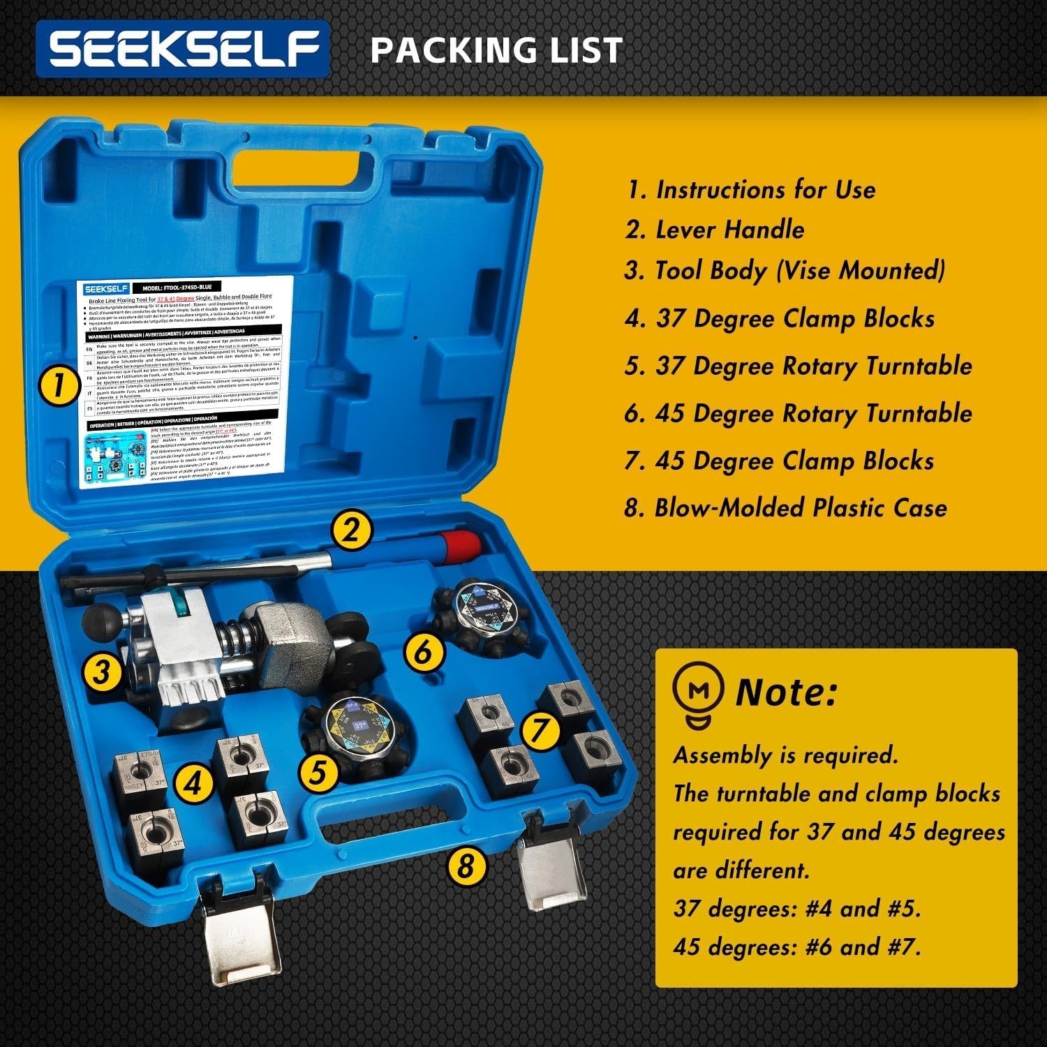 Professional Brake Line Flaring Tool Kit for 45 & 37 Degree Single, Double and B