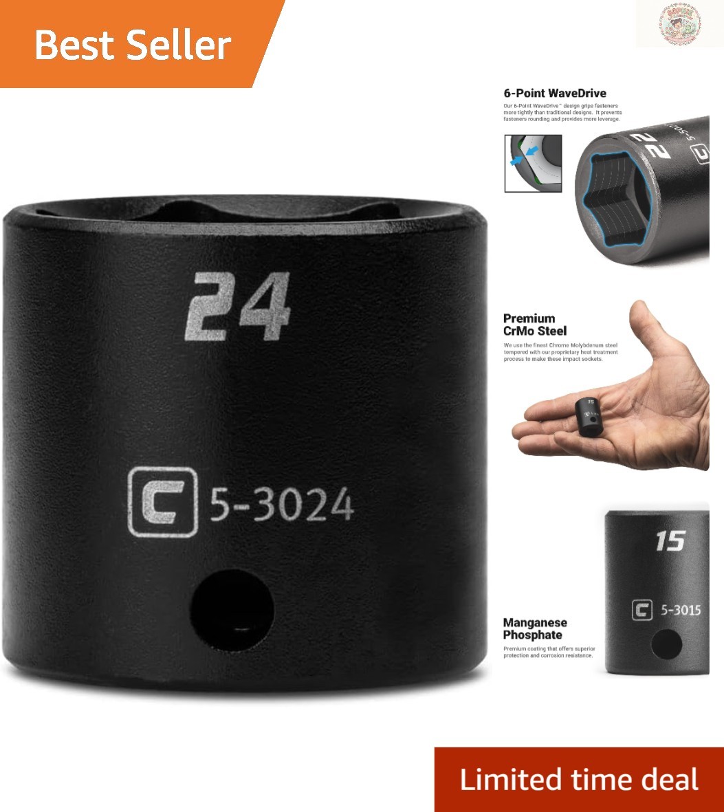 Professional-Grade 24mm Shallow Impact Socket with Corrosion-Resistant Coating