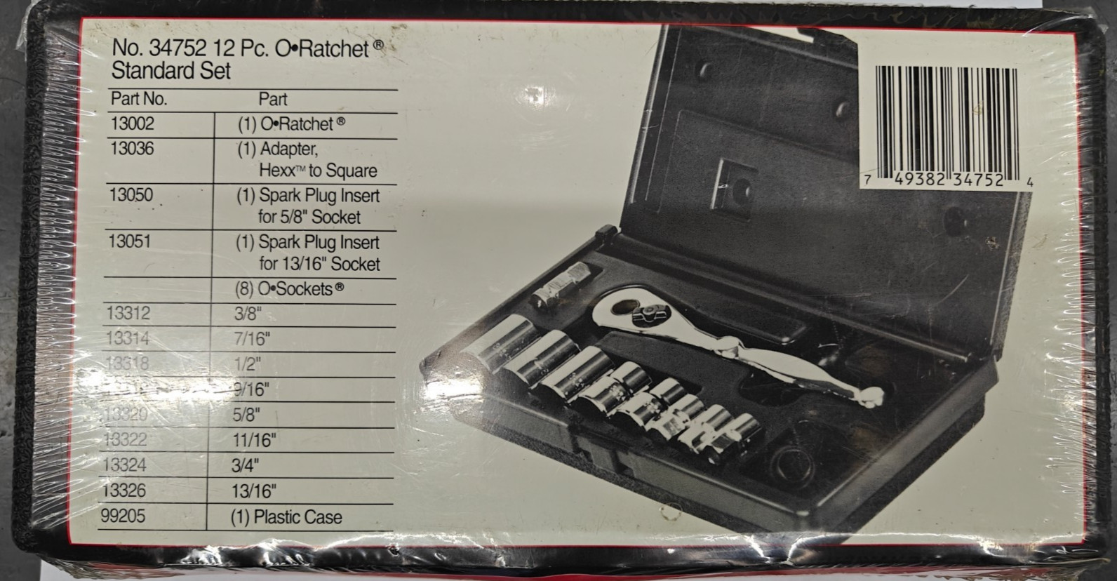 O-Ratchet 12-Piece Pass-Thru Hole Ratchet & Socket Set 3/8″ Drive SAE 34752 USA