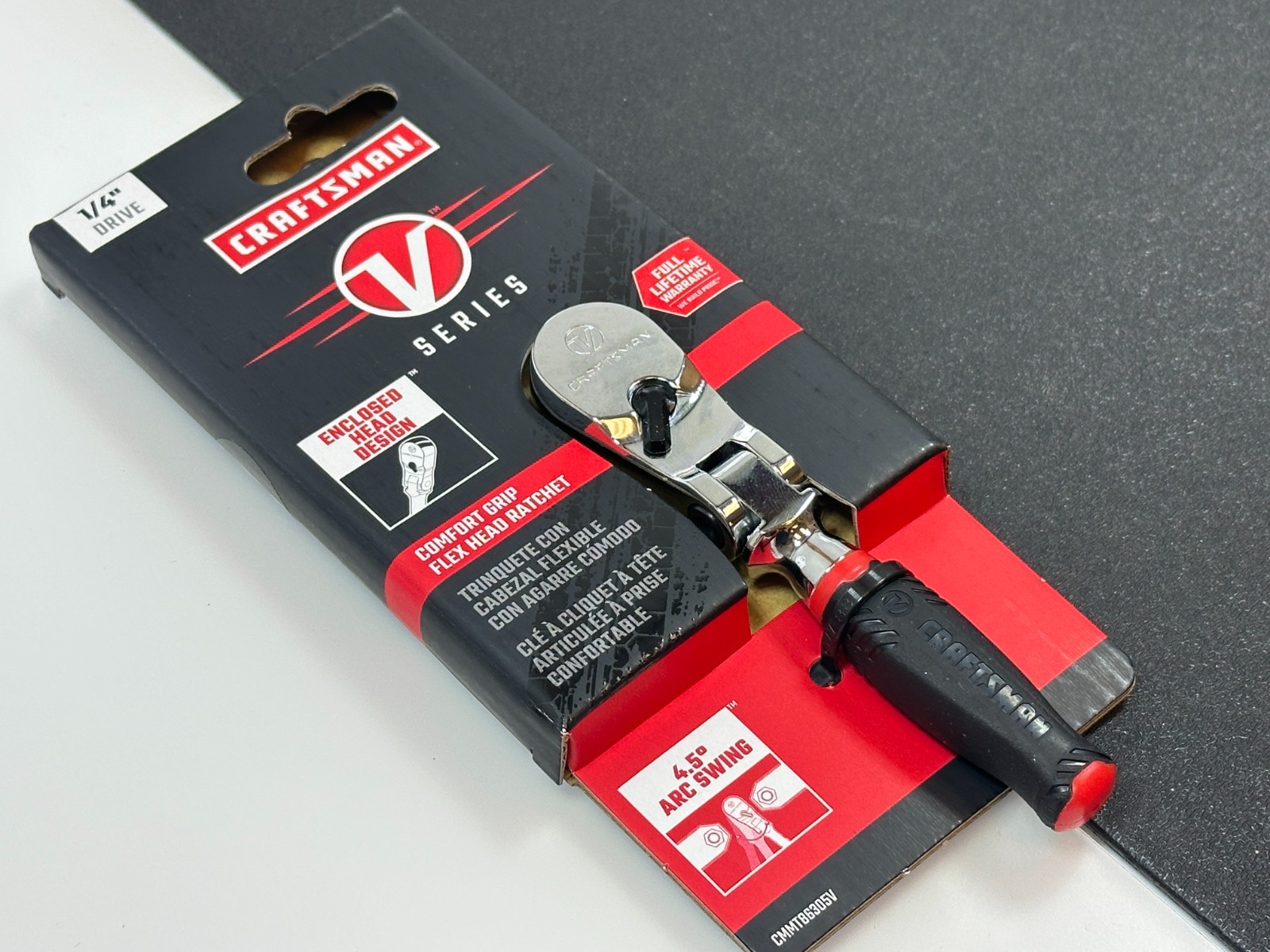 NEW Craftsman V-SERIES Ratchet 1/4 Drive, 80-Tooth, Flexible Head Comfort Grip