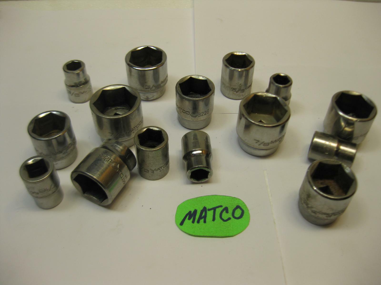 Matco tools 3/8 drive SAE 6 point Sockets. Sold Each. Nice!