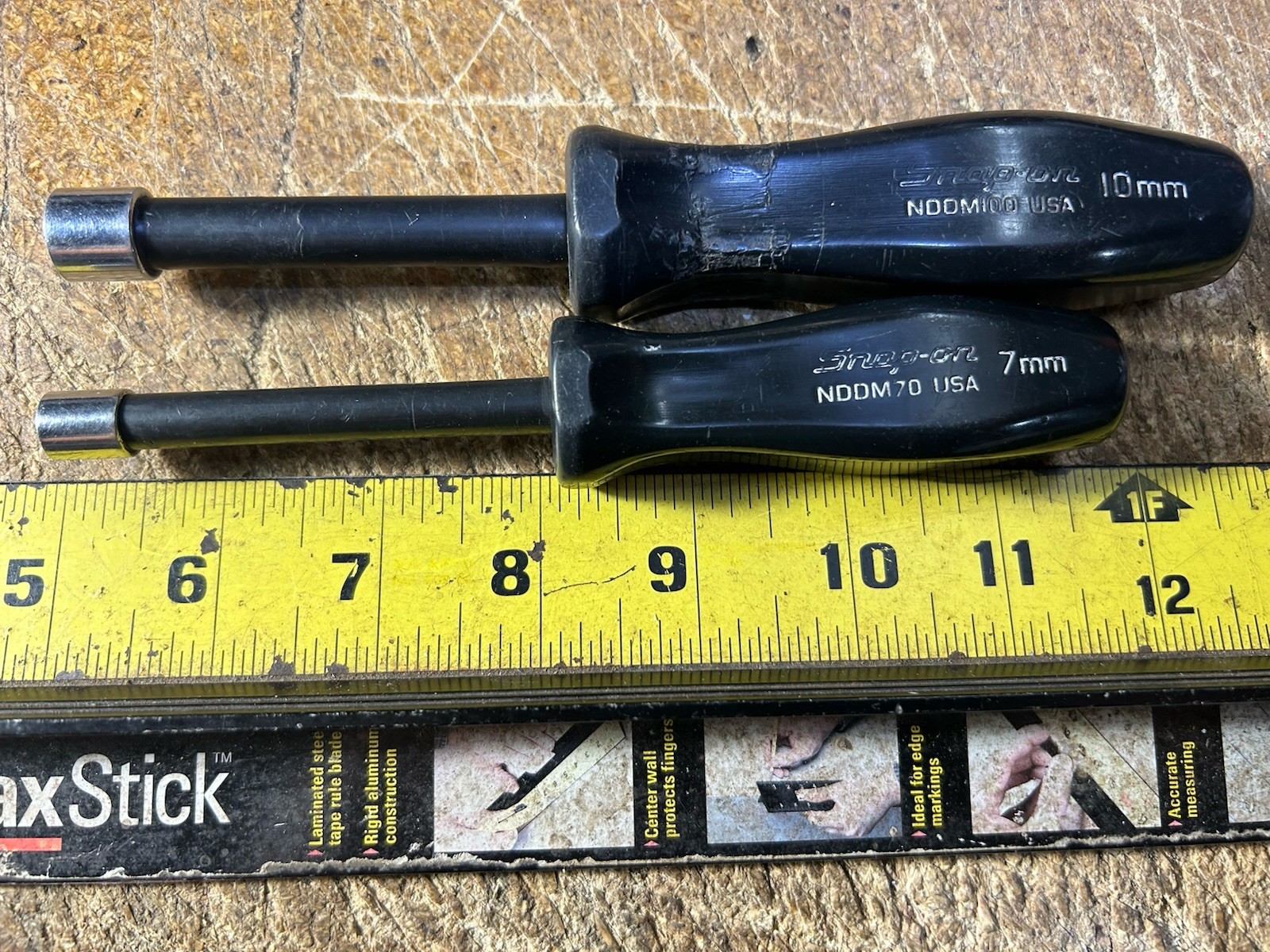 Snap-On NDDM70 7MM & NDDM100 10MM Black 6pt Hollow Nut Drivers