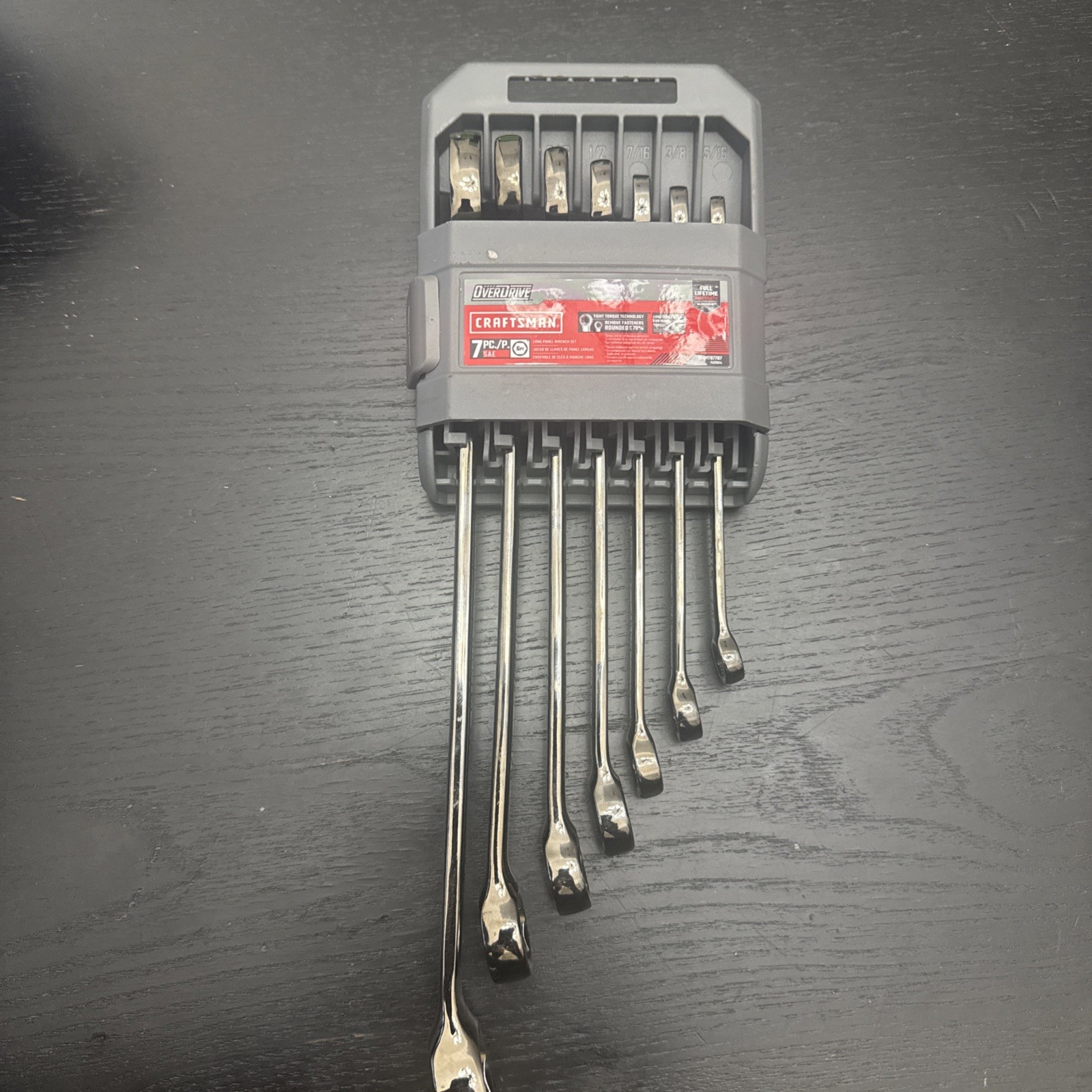 7 Peice Overdrive Gun Metal Wrench Set SAE 6 Point