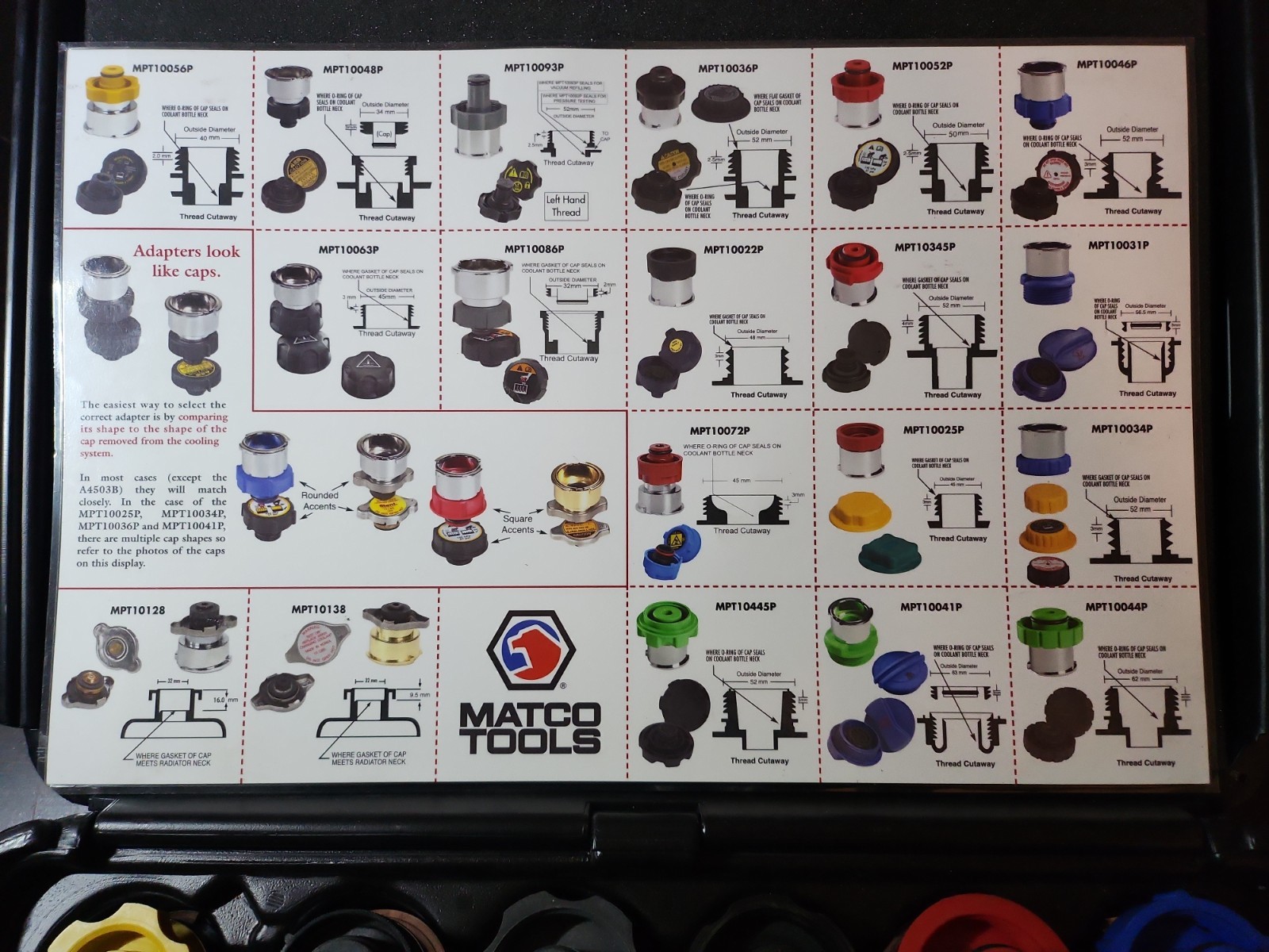 Matco Tools MPT15000P 15 PC Cooling System Adaptor Set used LIKE NEW