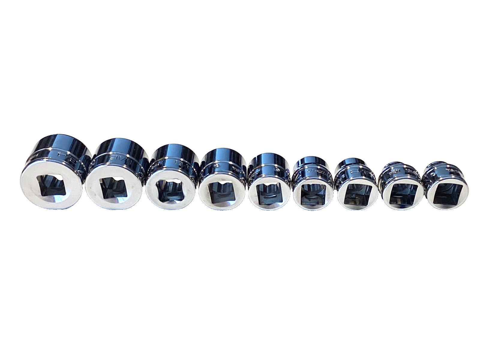 Snap On 209RF 9 Piece 3/8″ Drive 12 Point SAE Low Profile Chrome Socket Set MINT