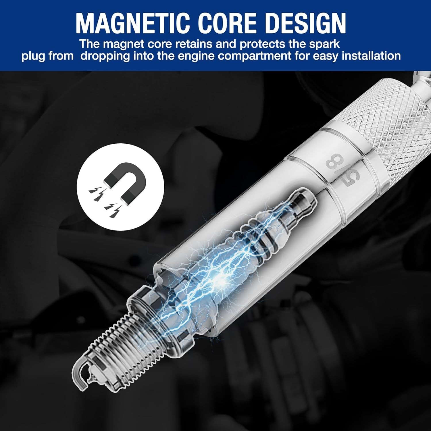 7-PC Magnetic Swivel Spark Plug Socket Set – Includes 9/16in & 5/8in