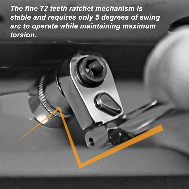 Ratchet Handle Socket Wrench 1/4″ Drive 72 Tooth Flexi Head Stubby 115mm Flattop