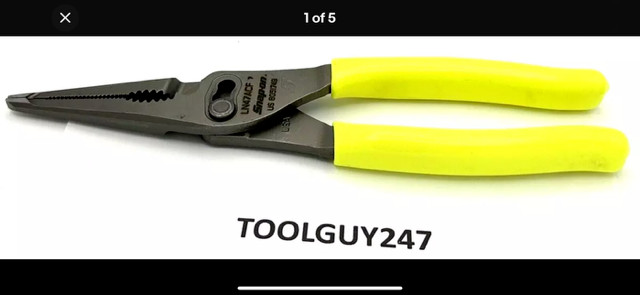 SNAP ON TOOLS HI VIZ YELLOW 9″ Talon Grip Lg Nose Slip Joint Pliers LN47ACF HV