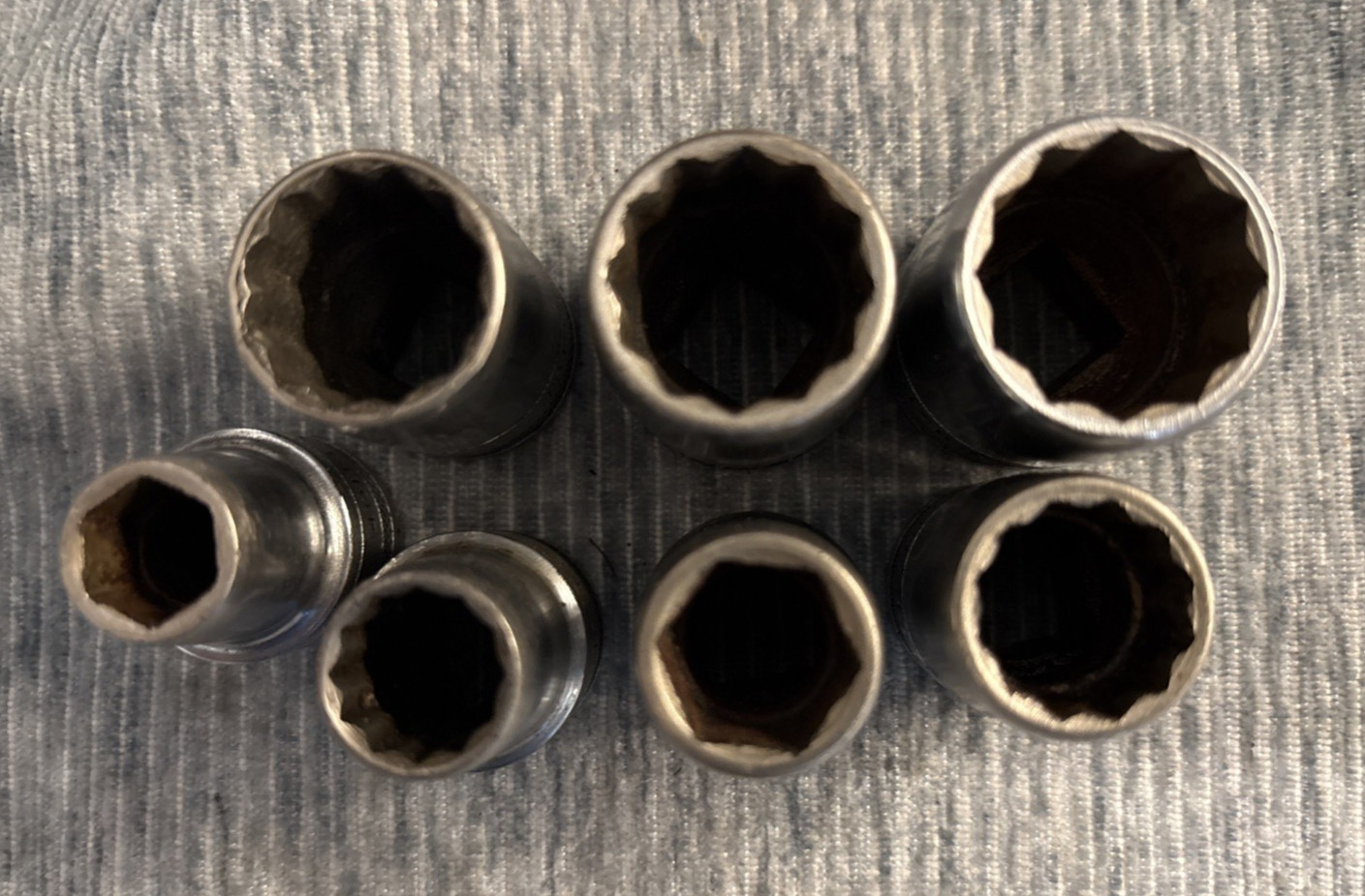 Vintage Knurled S-K (SK) Socket Lot – 1/2 Drive SAE 10 PCs – 7/16” to 1 1/16”