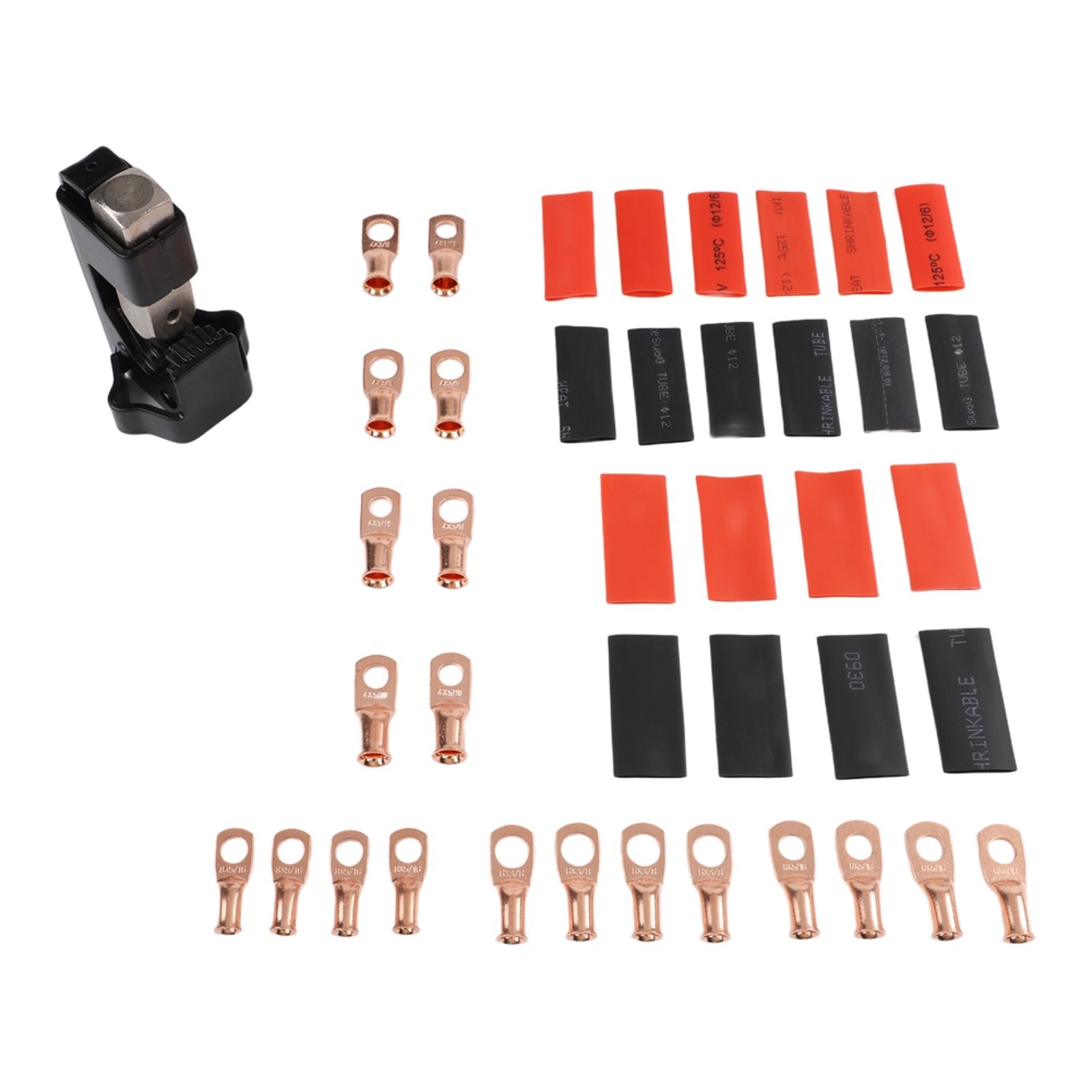 Heavy Steel Hammer Lug Crimper with 20PCS Wire Lugs and Heat Shrink Tubes Set