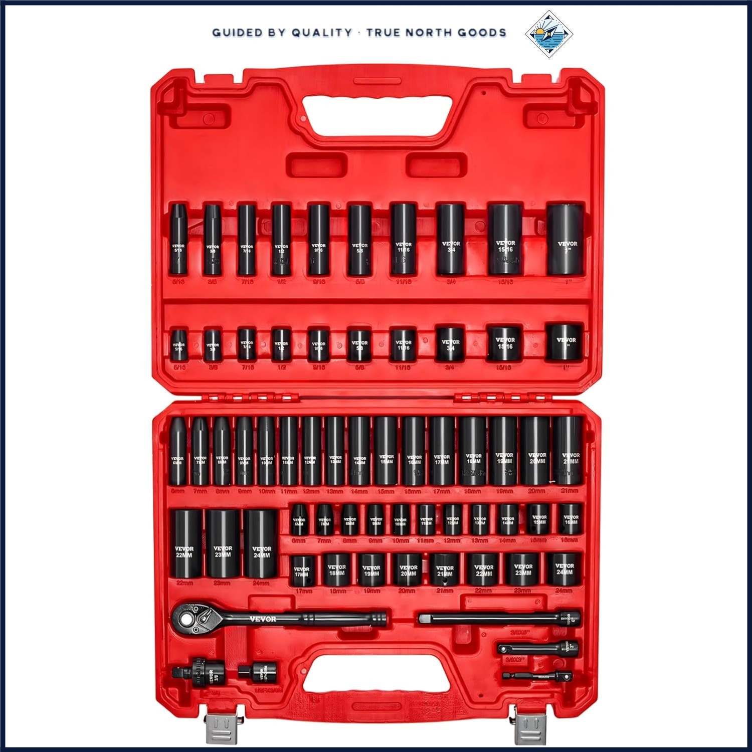Versatile 64-Piece Socket Set with 3/8″ Drive, Includes Extension Bars and Joint