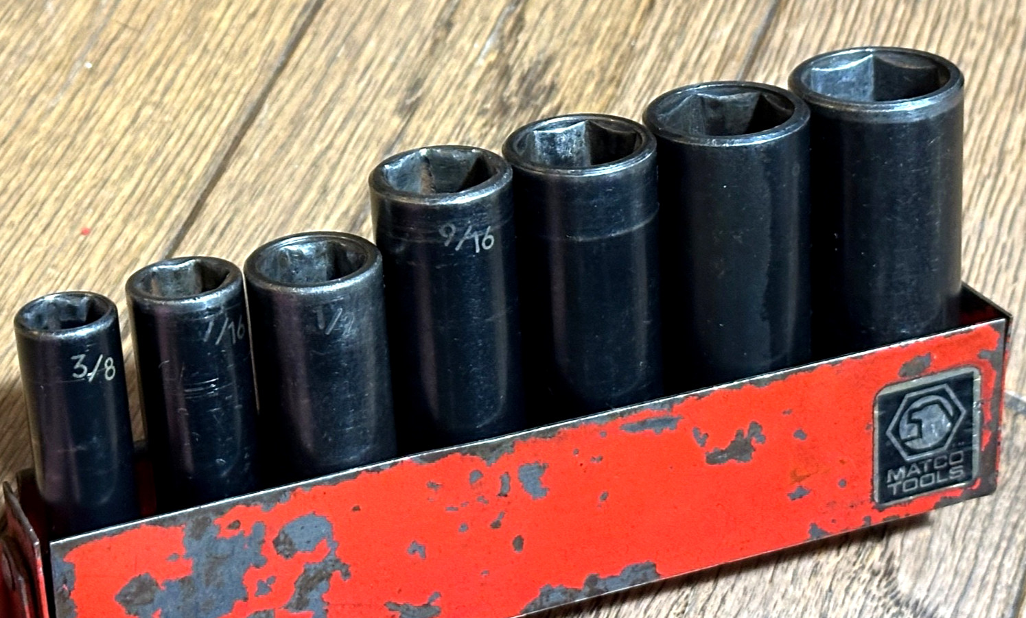 MATCO Tools 3/8” – 3/4″ DEEP Well 3/8″ DR IMPACT Socket Set Lot SAE 6-Point Tray