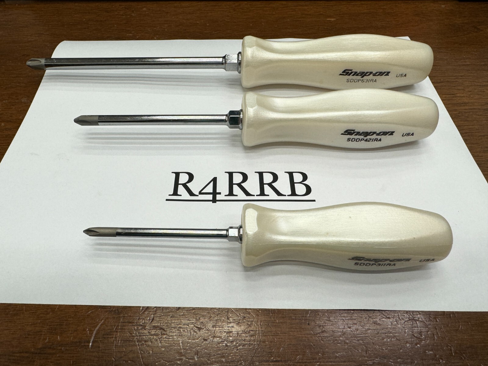 Snap-on Tools USA NEW 3pc PEARL WHITE GRIP PHILLIPS P1 P2 P3 Screwdriver Lot Set