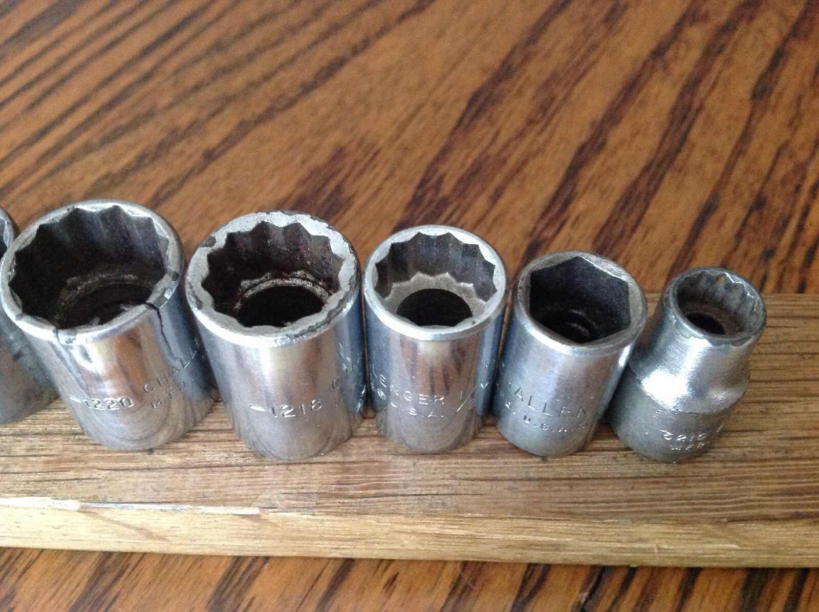7 USA Challenger Proto Plomb 11/16″to 5/16″AF Sockets With 3/8″ Drive.