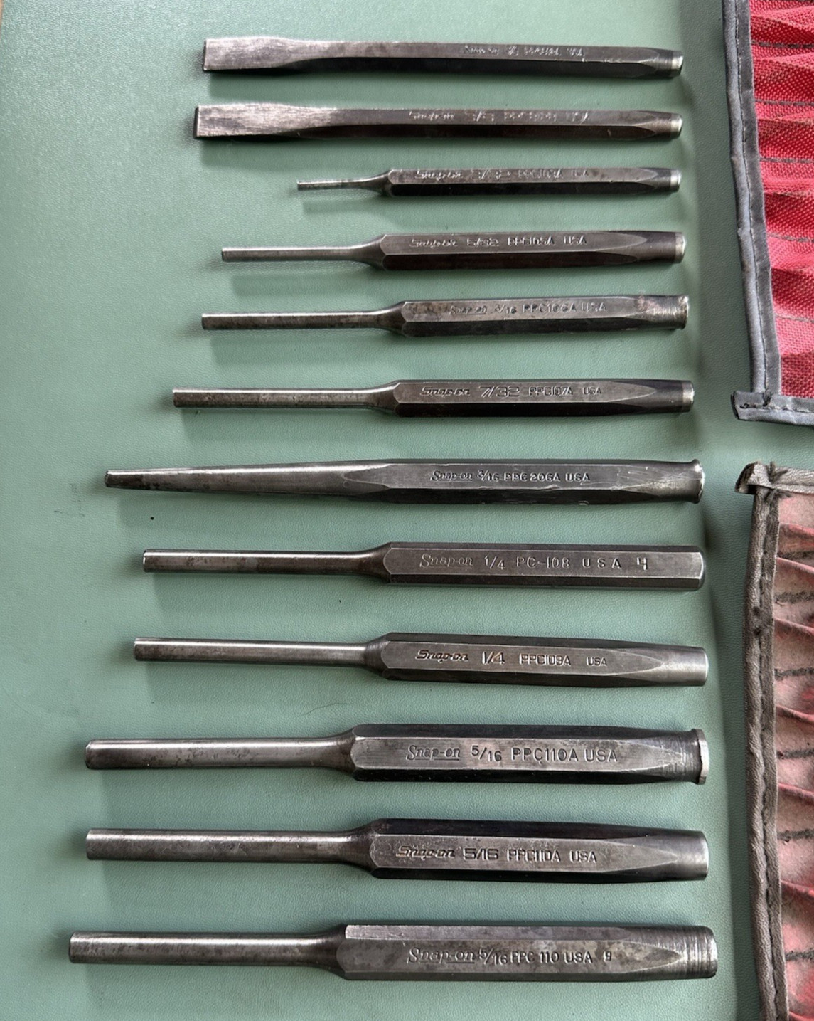 Snap-on Tools Lot of 12 Center Punches Chisels Vintage PC PPC 3/32 – 5/16″