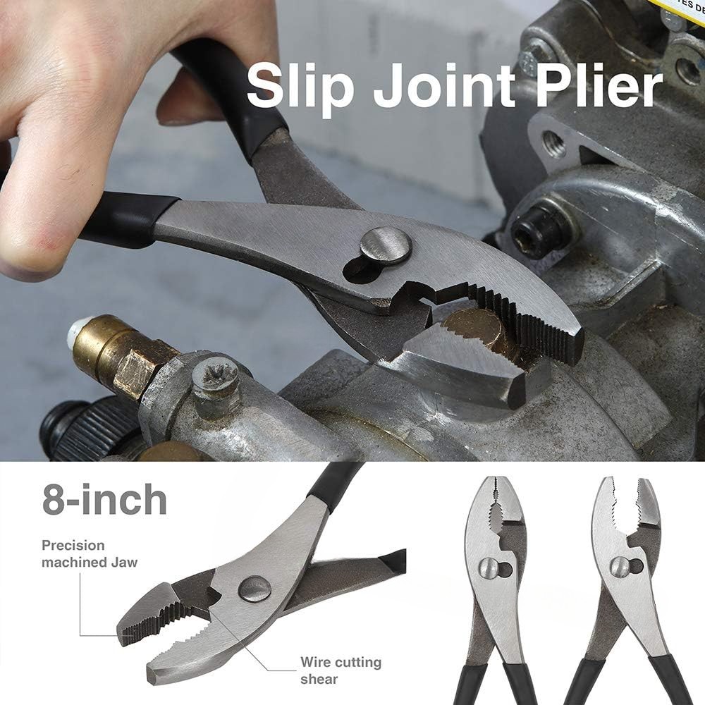 Pliers Set, Hand Tools for Precision, Set of 4, Black and Silver