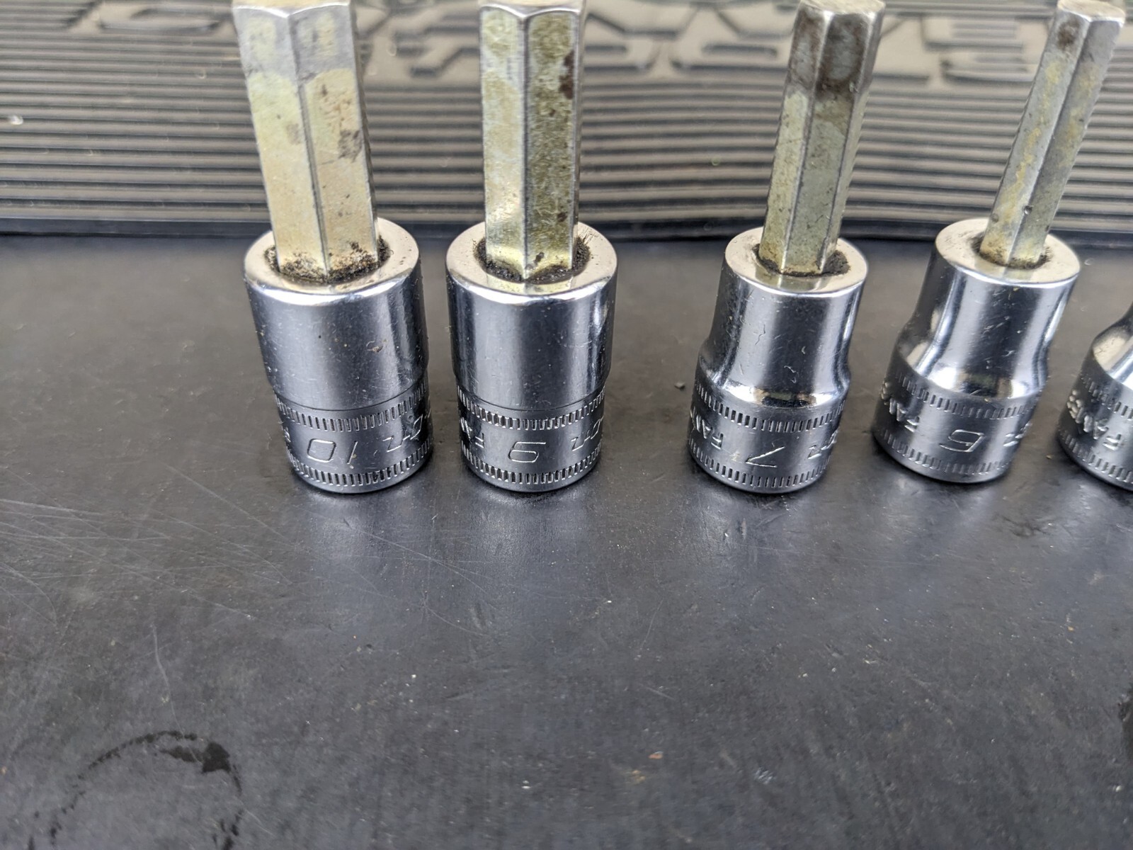 #ba751 Snap On 3/8″ Drive Metric Hex Bit Socket Set – 4-7, 9, 10mm 207EFAMY