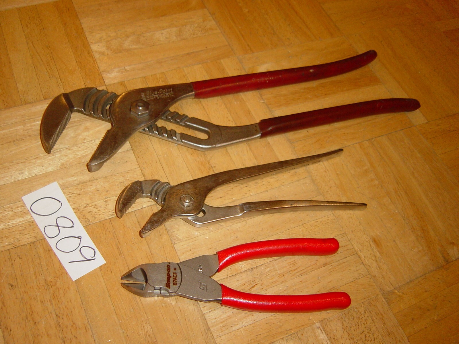 SNAP ON & BLUE-POINT TOOLS 3 PIECE DIAGONAL, 9 & 16 INCH ADJUSTABLE JAW PLIERS