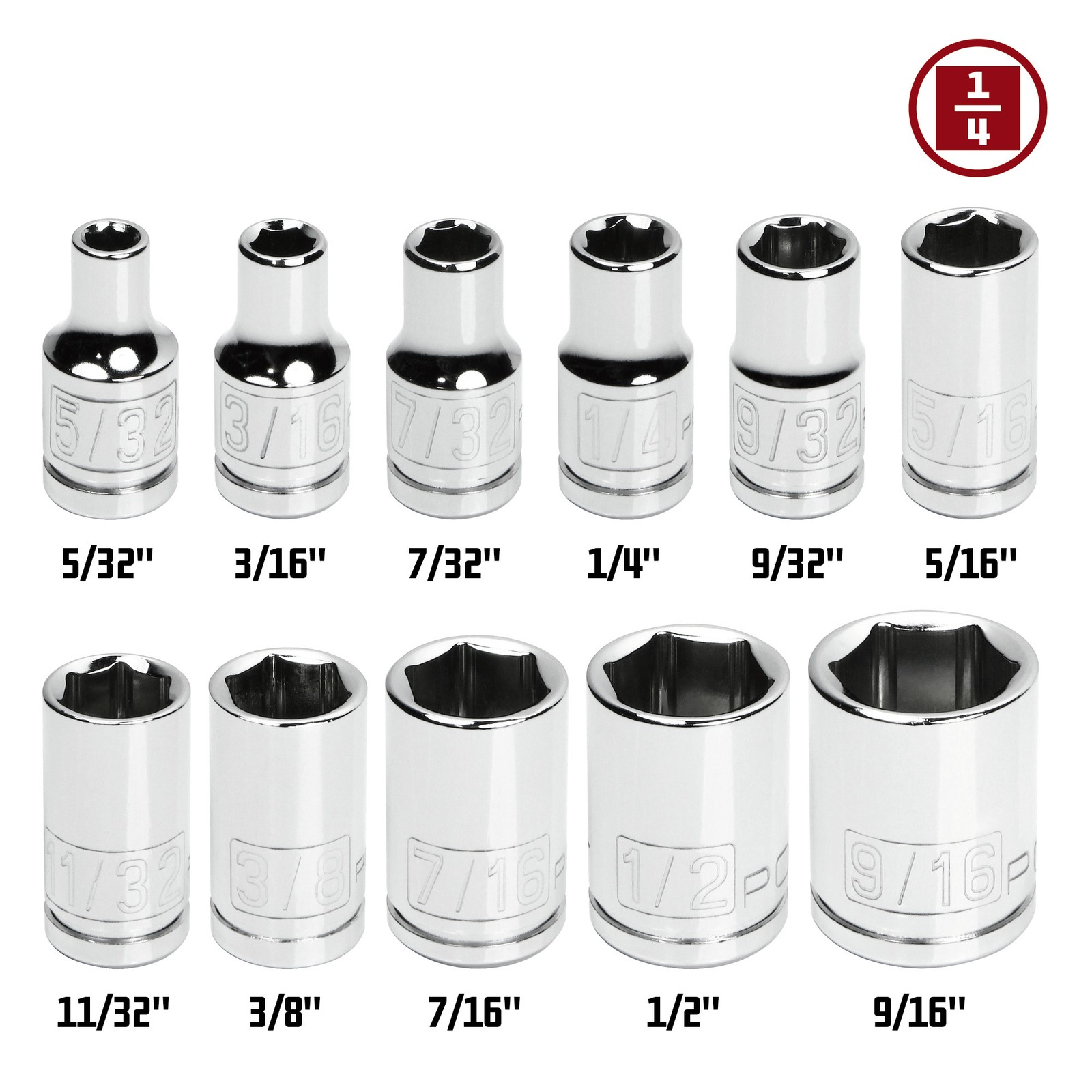 Powerbuilt 11 Piece 1/4 Inch Drive SAE 6 Point Socket Set – 640497