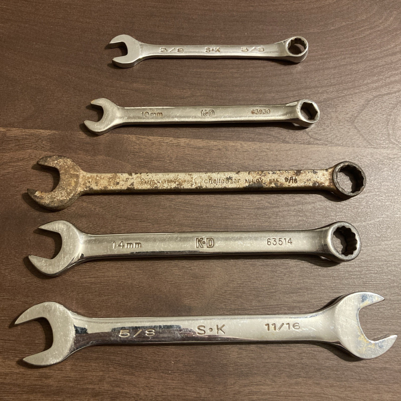 Wrenche Lot USA SK KD Challenger 10 MM 14 MM 3/8 5/8 9/16 Used