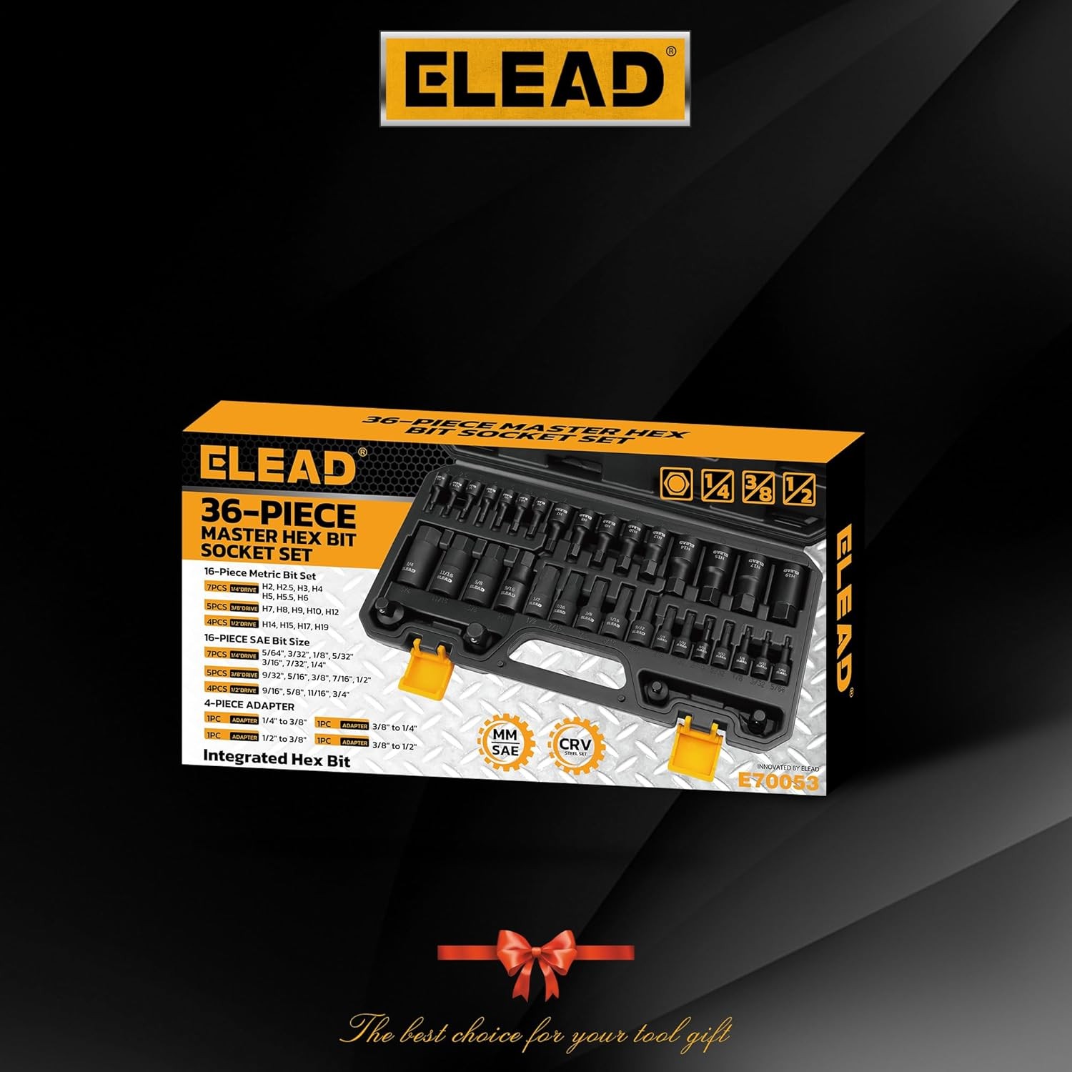 Hex Bit Impact Socket Set: 36-Piece with 4 Adapters, 1/4″, 3/8″, One Size