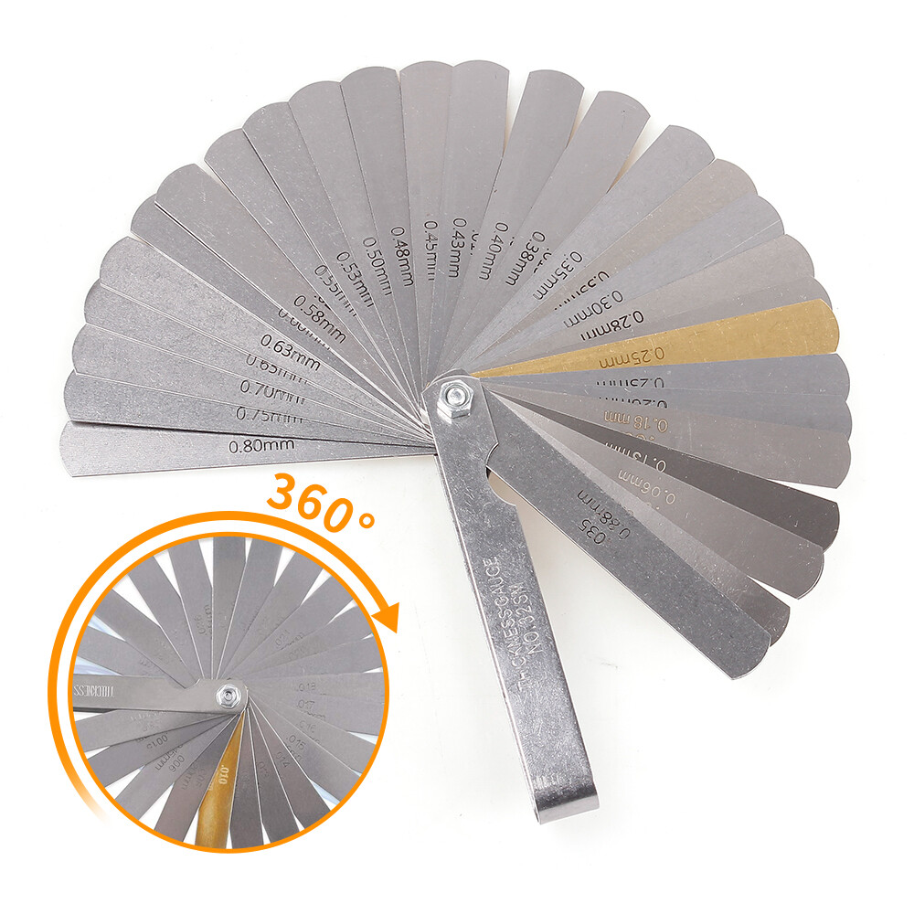 32 Blade Feeler Filler Gauge Spark Plug Gap Metric/SAE Measuring Tool Set