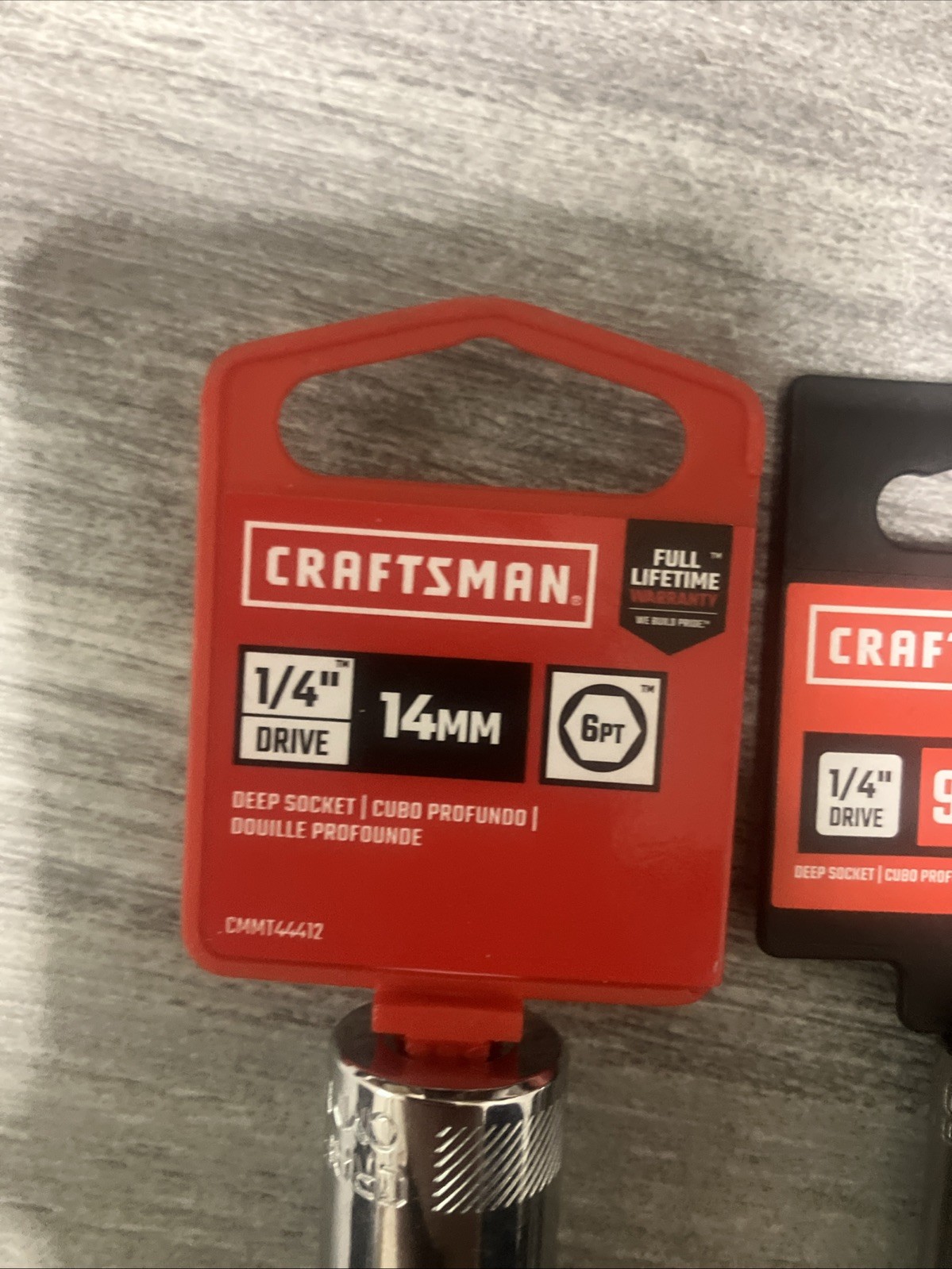 Craftsman ,9/32,9mm,12mm 14mm,6 Point 1/4″ Drive Polished Chrome Socket. 4 Pc.