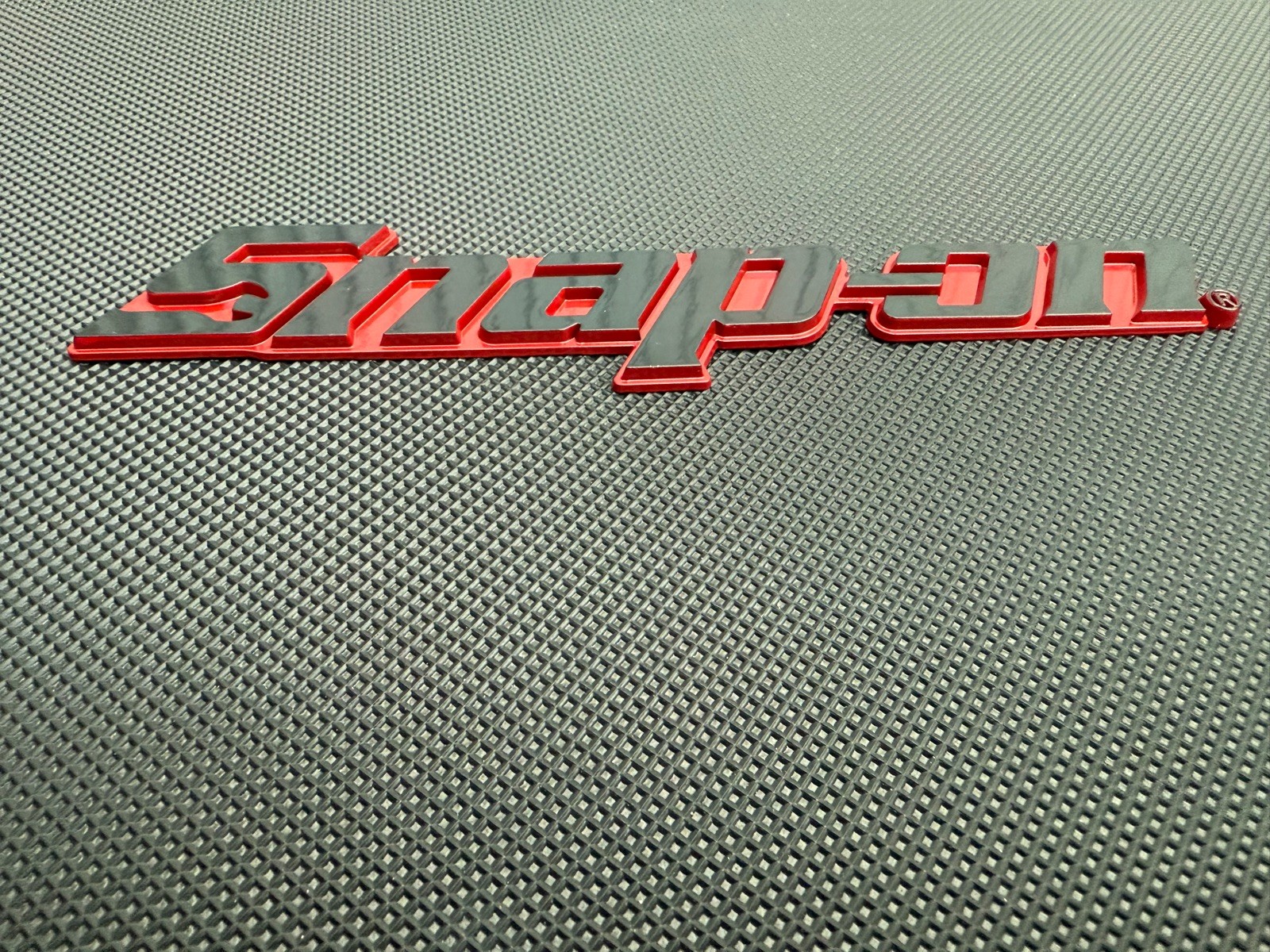 New Snap On LOGO 8” BLACK METAL Toolbox Roll Cab Badge Logo Emblem Sticker Decal