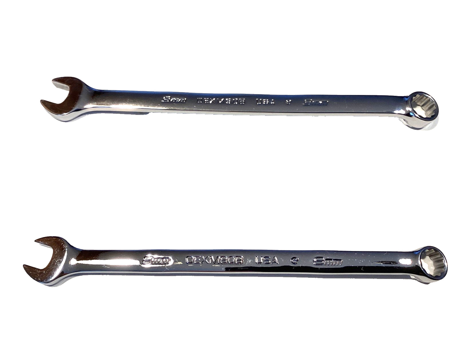 Snap On USA NEW 2 Piece 8MM 9MM Metric Add On Chrome Wrench Set OEXM80B OEXM90B