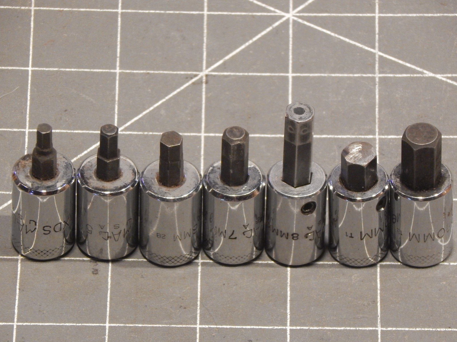 Mac Tools 7Pc Metric 3/8″ Drive Hex Allen Socket Driver Set 4MM 10MM Dr